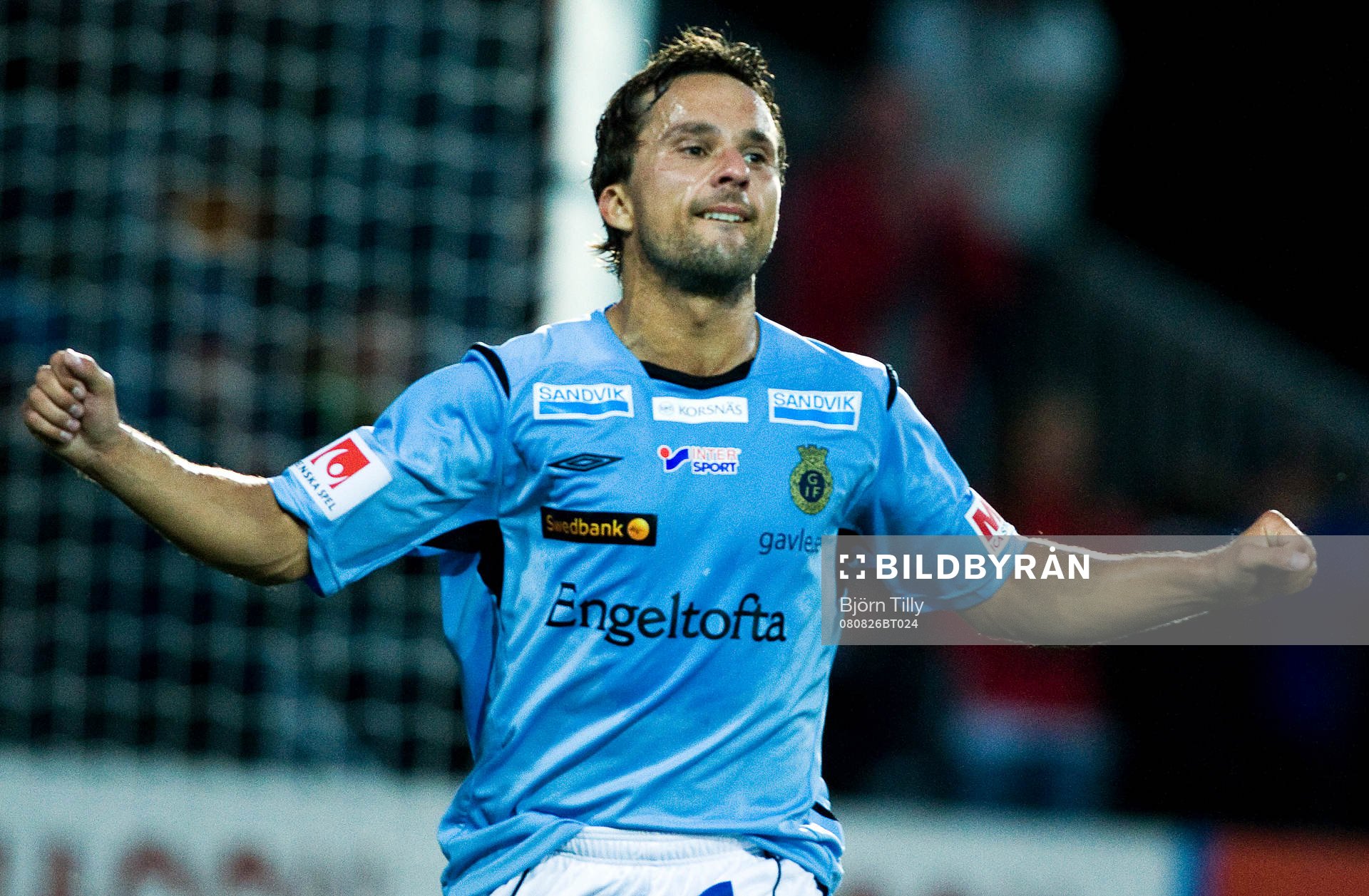  Mathias Woxlin, Gefle, jubel gjorde två mål.
