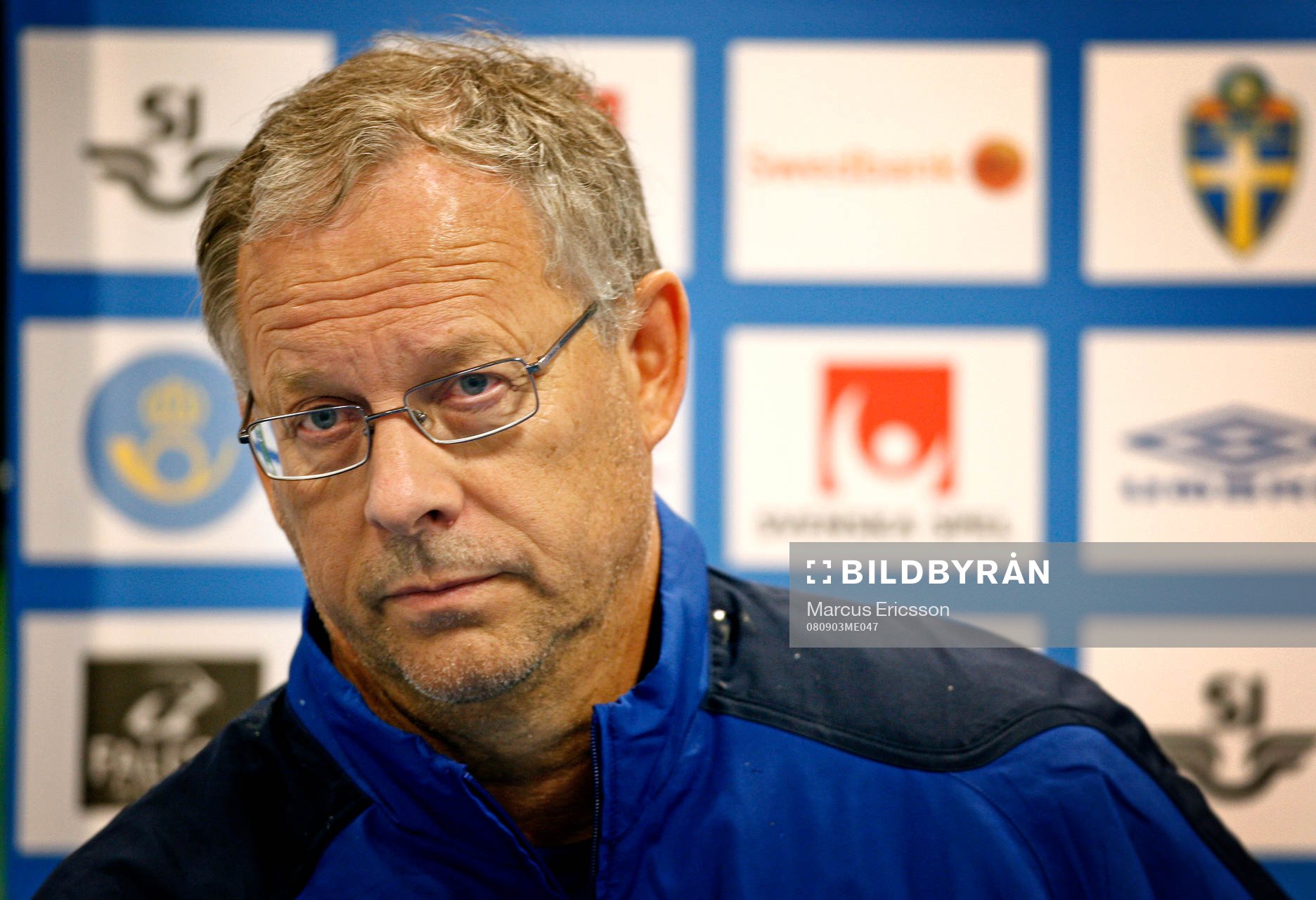  Sverige tränar på Stockholms Stadion inför första VM-kval matchen mot Albanien. Lars Lagerbäck, förbundskapten