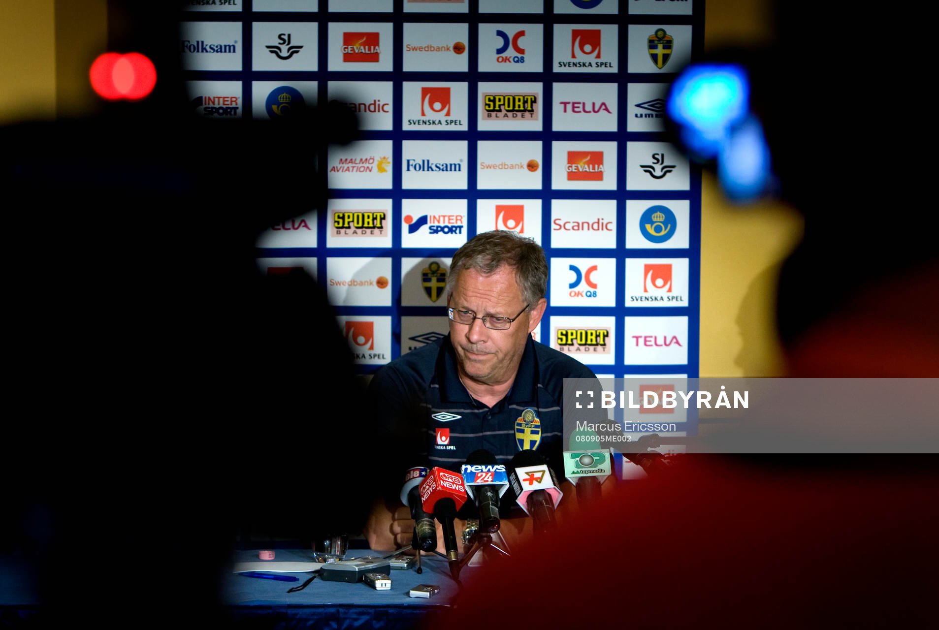 Lars Lagerbäck, förbundskapten på dagens presskonferens