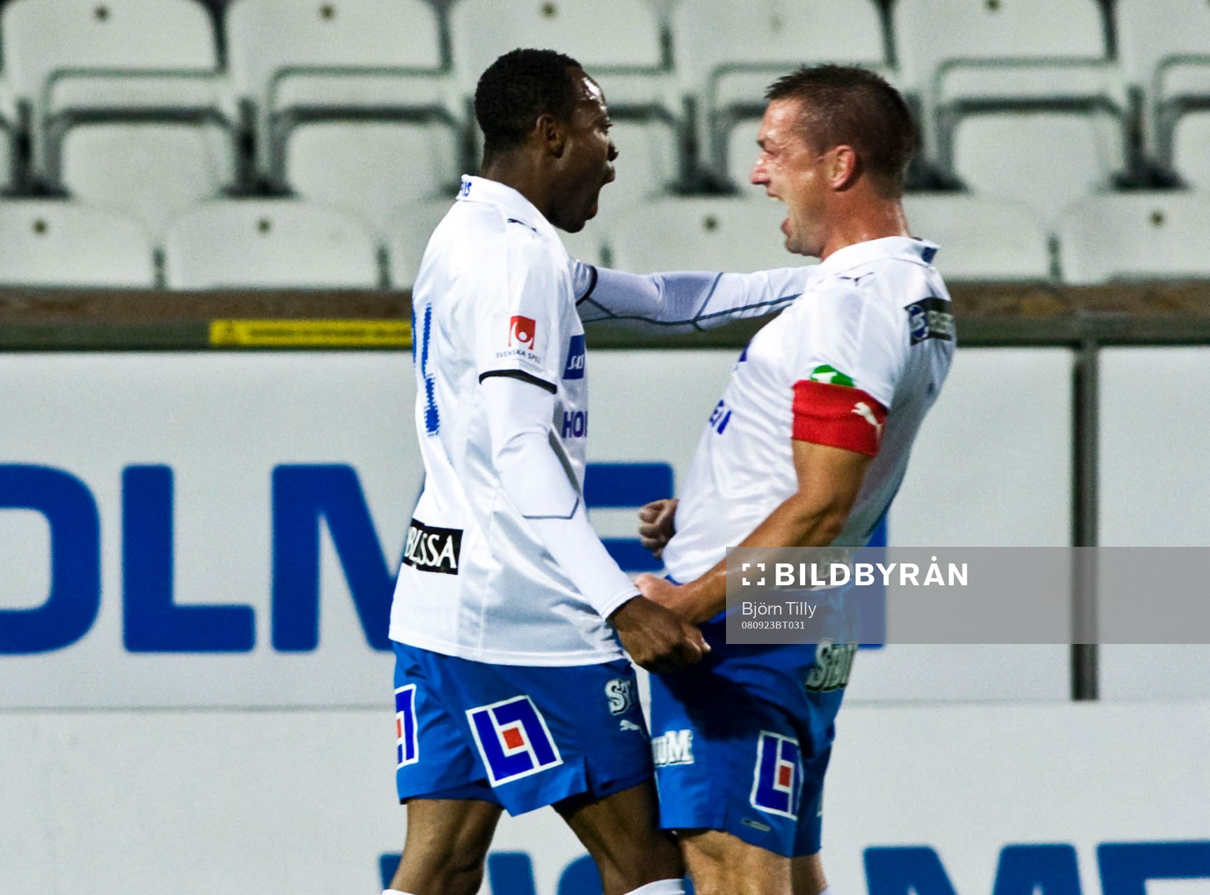 Kevin Amuneke, och Mikael Blomberg, Norrköping, jubel