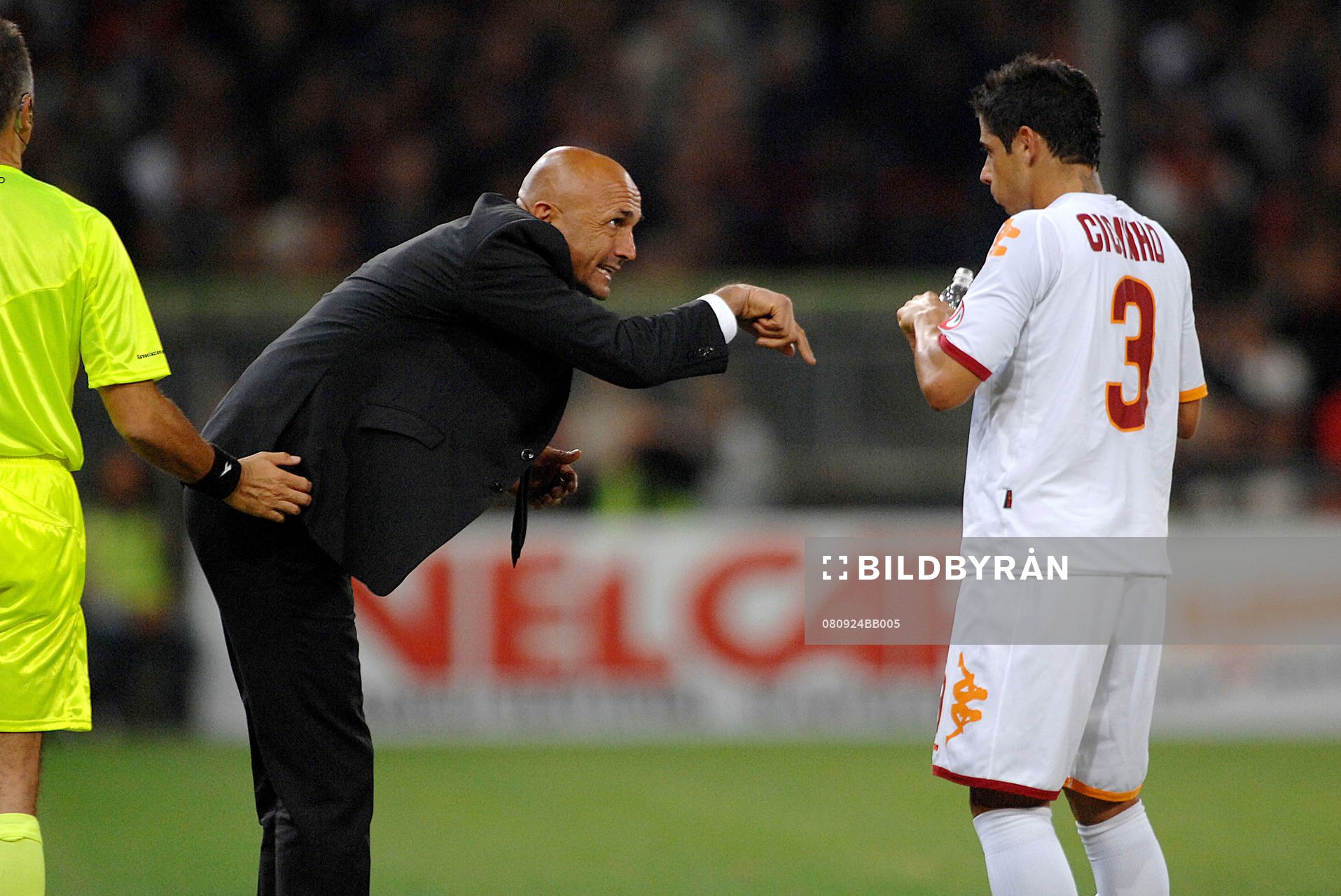  Luciano Spalletti, tränare, Roma, instruerar Cicinho.