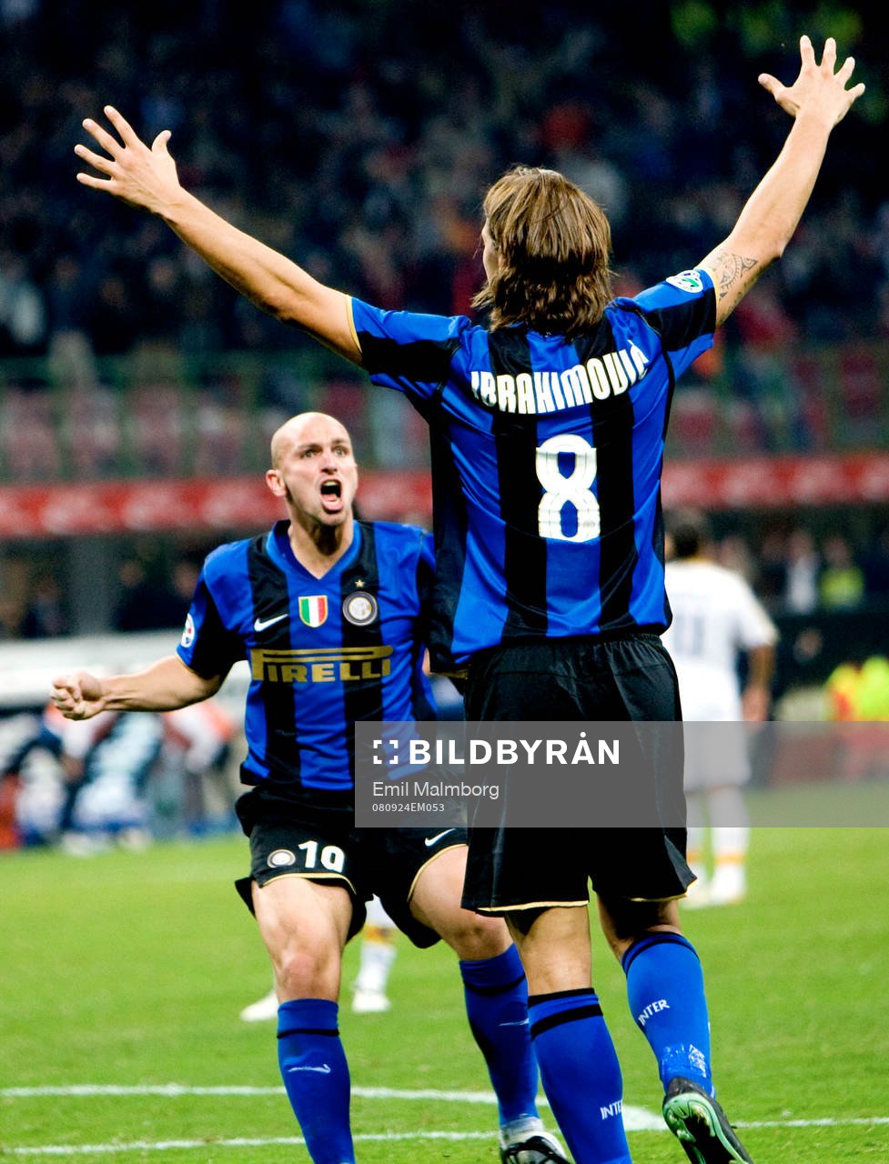 Jubel. 1-0 till Inter. Zlatan Ibrahimovic, Inter, spelar