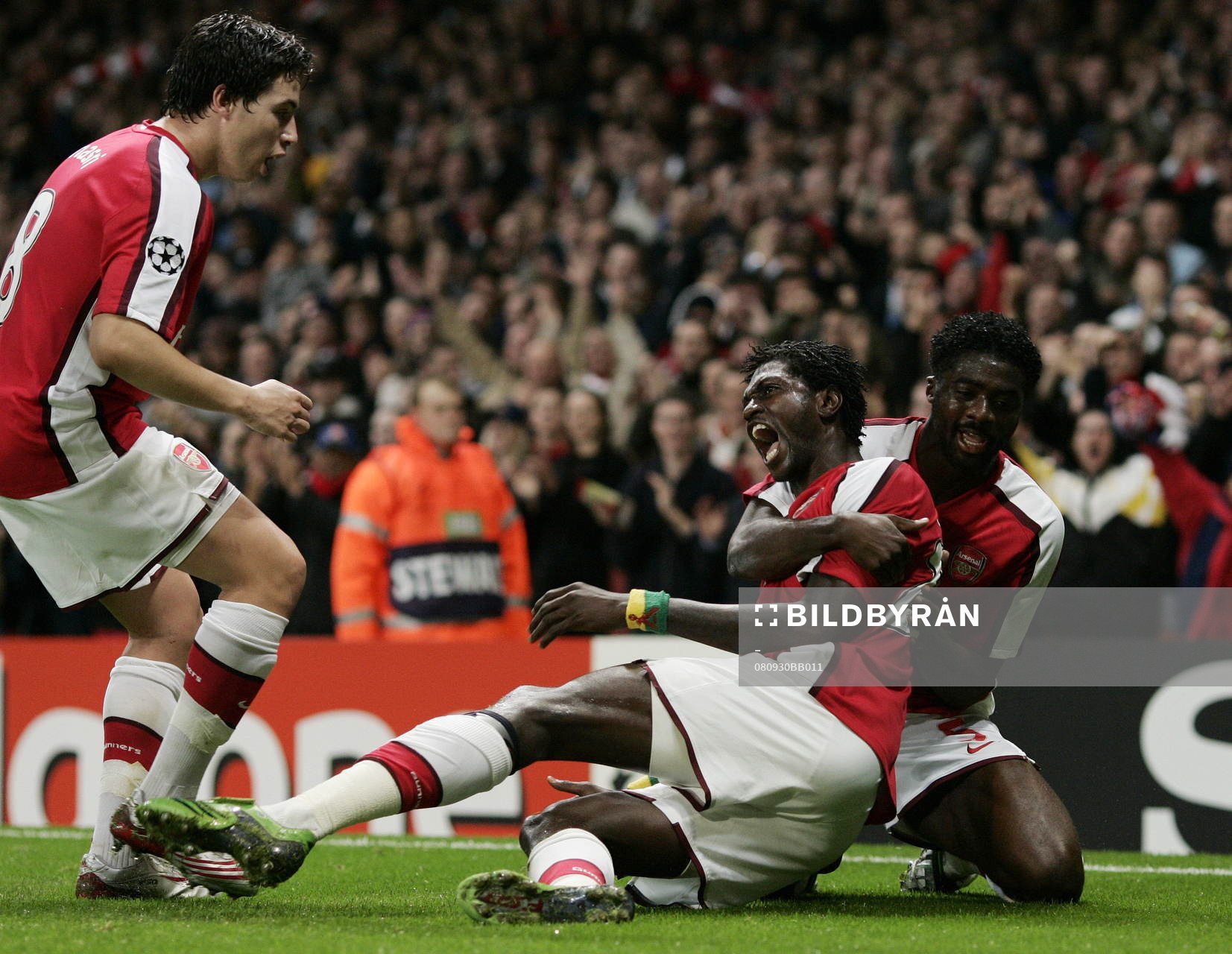 Emmanuel Adebayor, Samir Nasri och Kolo Toure, Arsenal.