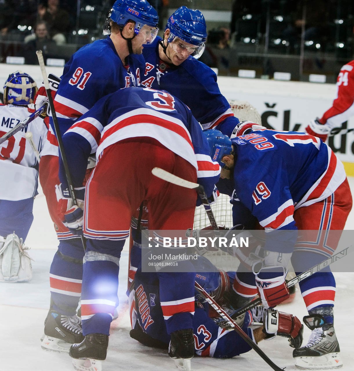 Markus Näslund, Michal Rozsival, Wade Redden, Chris Drury