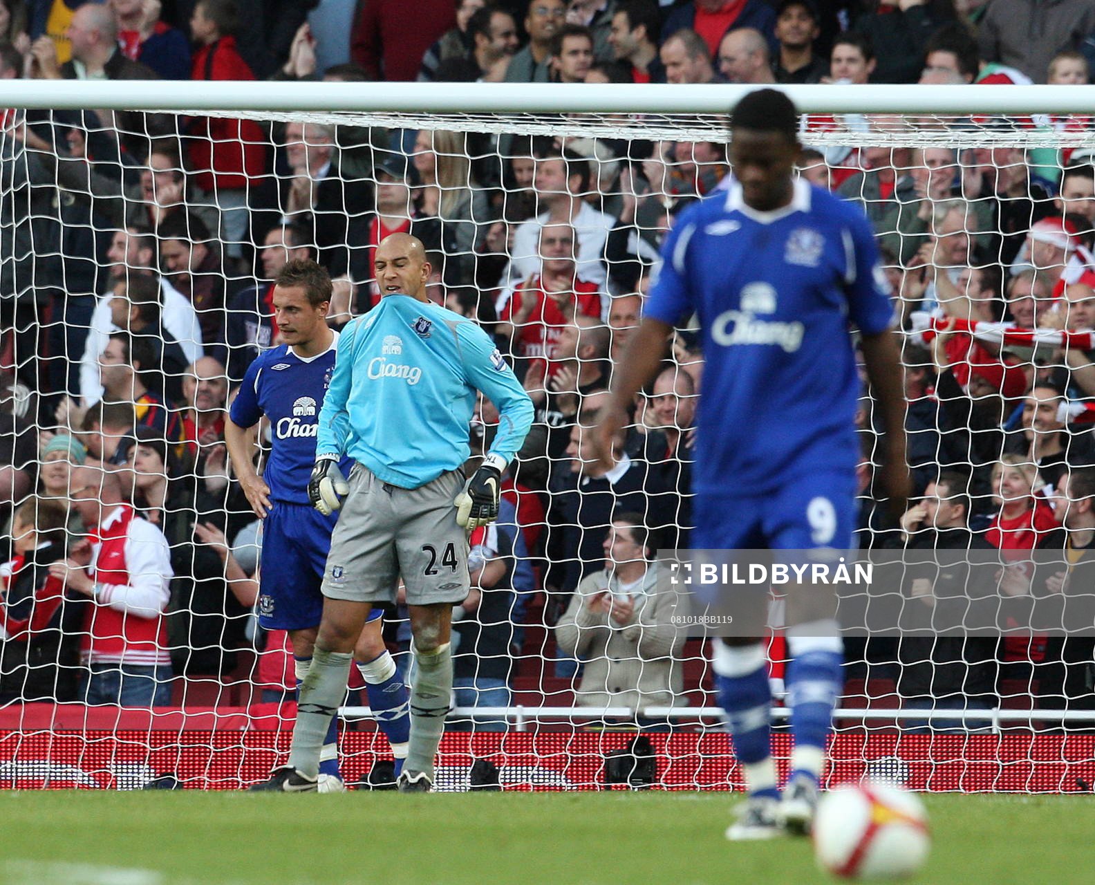 Phil Jagielka och Tim Howard, Everton, depp