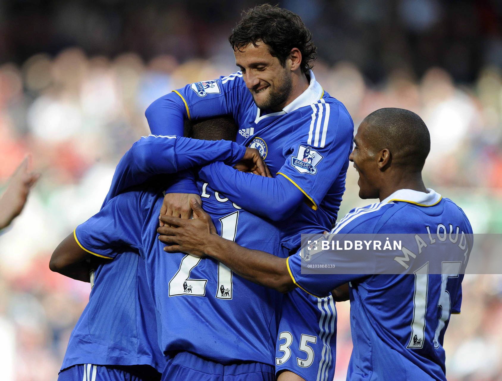  Juliano Belletti och Florent Malouda, Chelsea. Glädje och jubel efter 0-3.