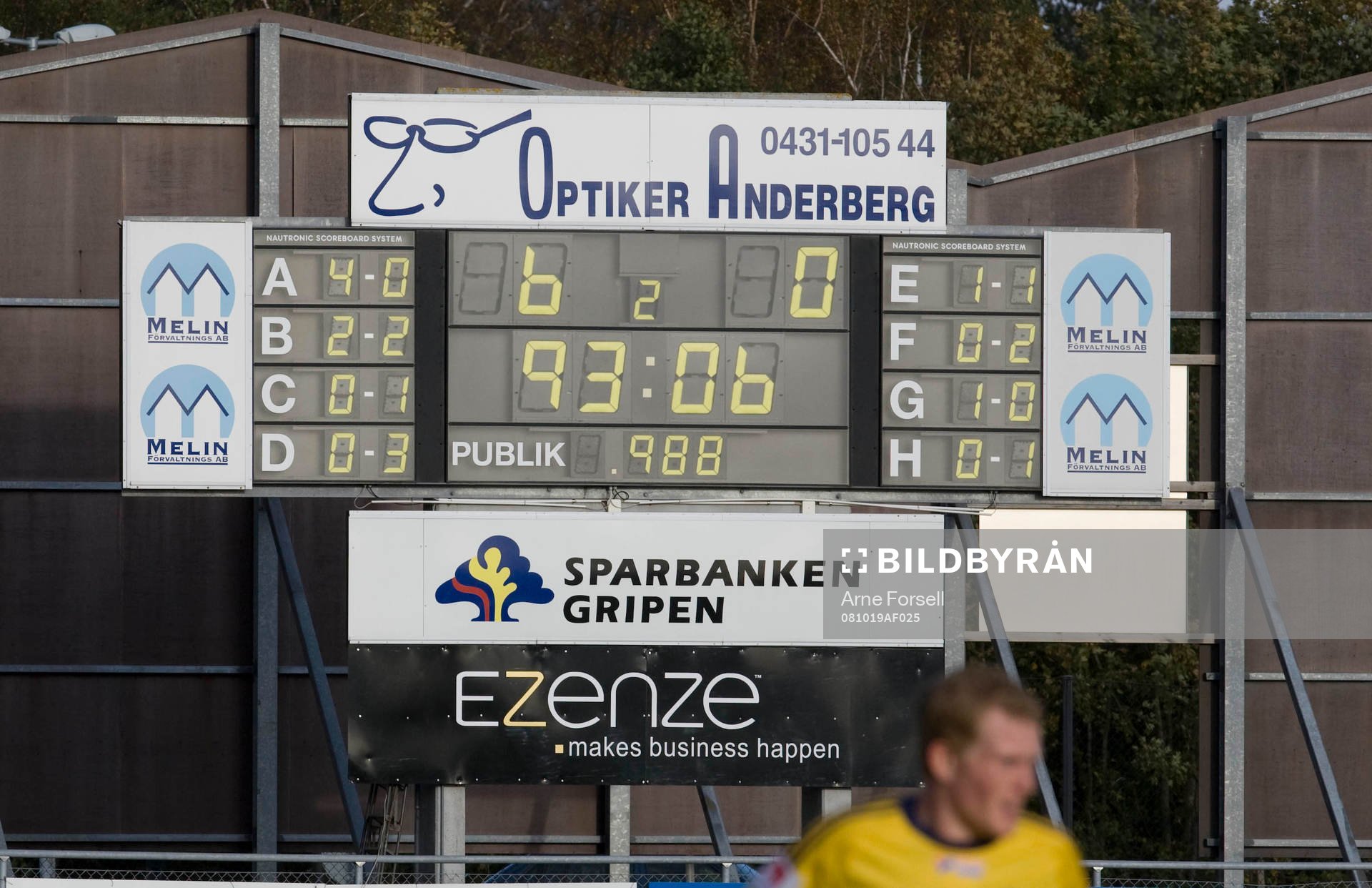  Respektinigivande siffror efter matchen. Resultattavla.