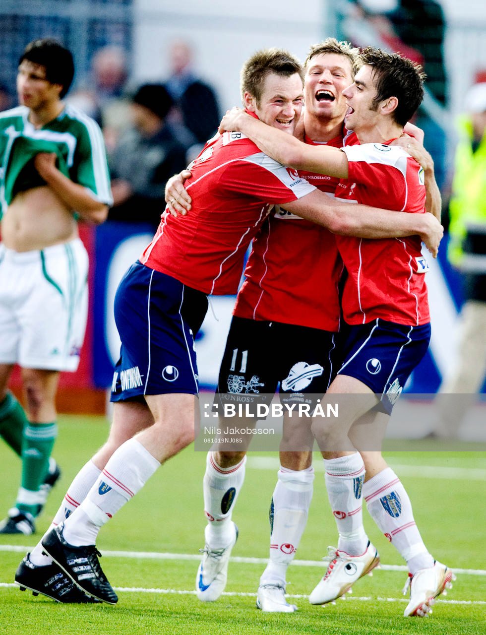 Dennis Jonsson, Marcus Allbäck, Björn Anklev, jubel,