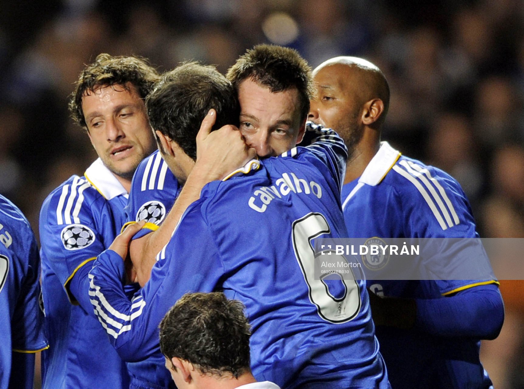  John Terry, Chelsea, jubel efter mål med lagkamrater.