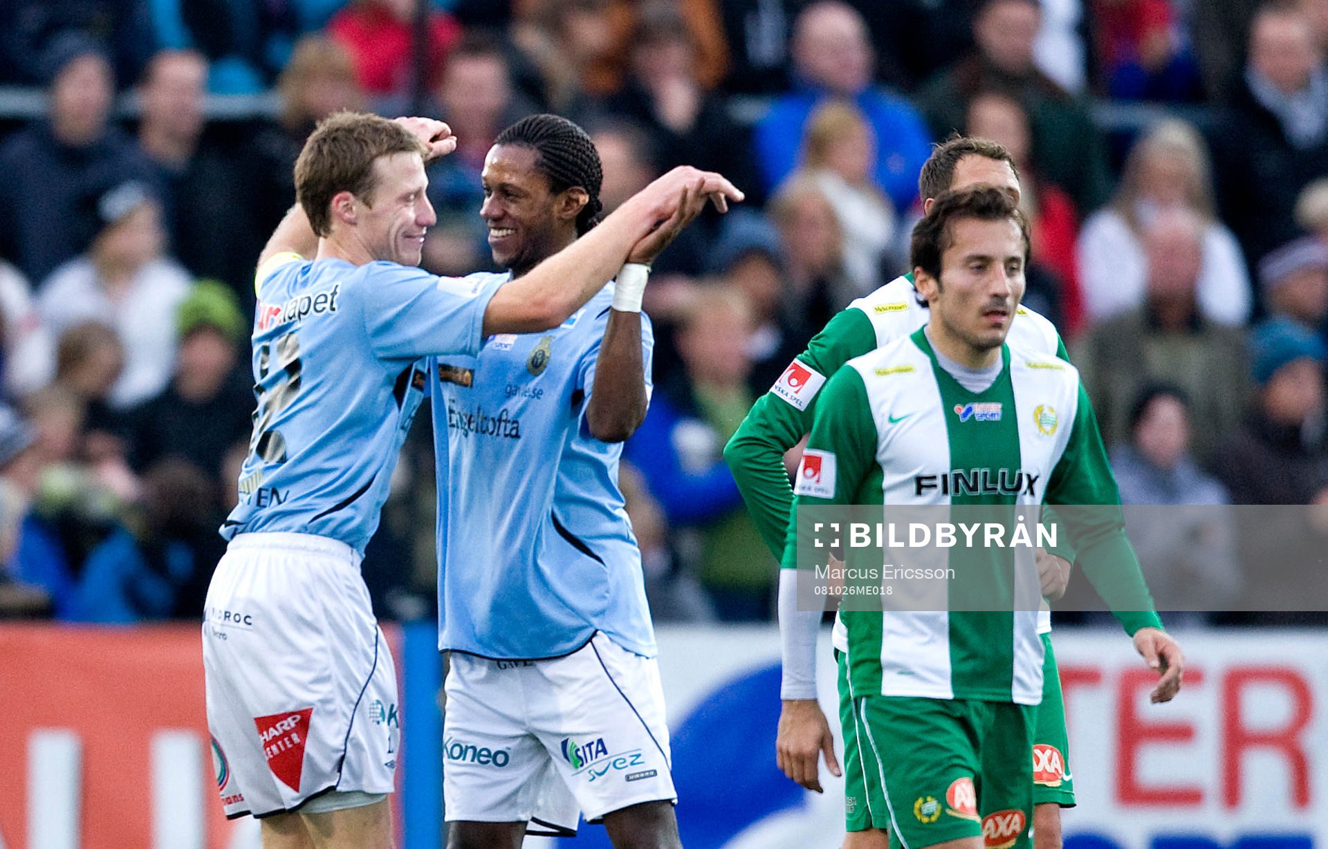 Daniel Bernhardsson, jubel med Yannick Bapupa Gefle