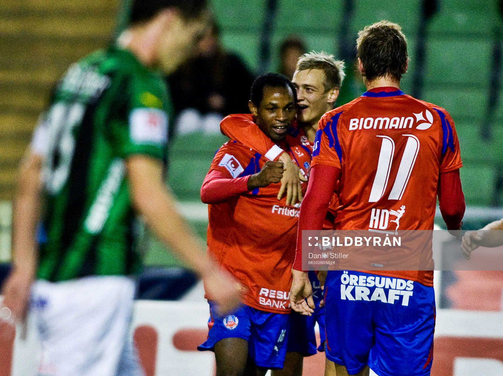 René Makondele, gör 1-0. Jubel Helsingborg