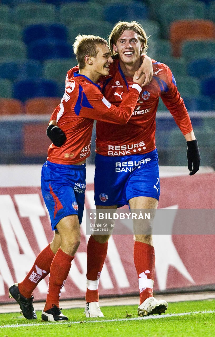 Tobias Holmqvist, gör 3-0. Joel Ekstrand jubel