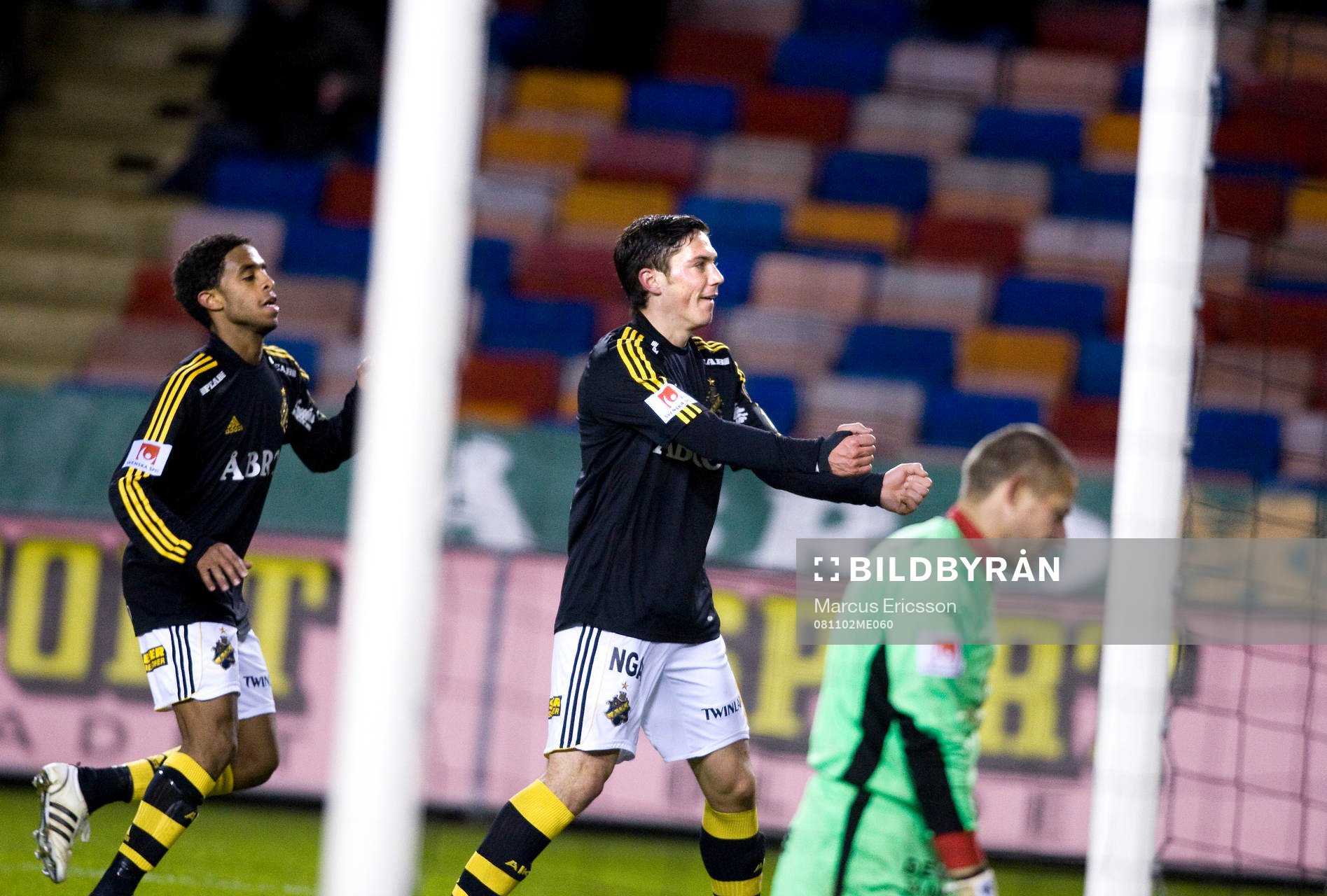 Miran Burgic, AIK, firar sitt mål. Jubel, glädje