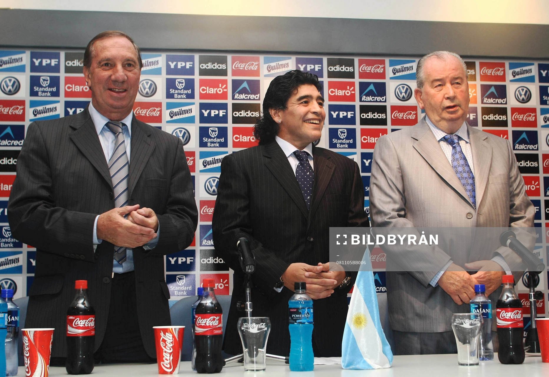 Diego Armando Maradona, är Argentinas nya tränare. Här
