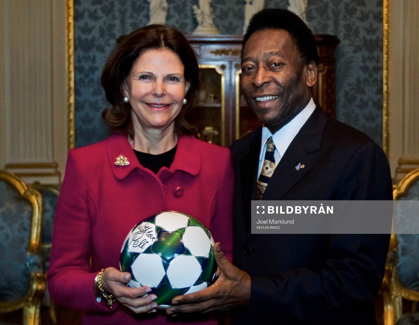 Drottning Silvia och Pelé möttes i det kungliga slottet