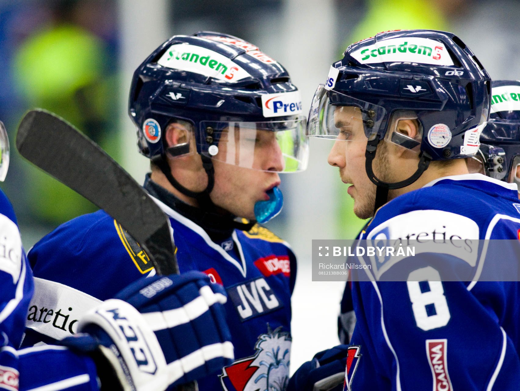 Tomas Surovy och Johan Fransson, jubel, tandskydd