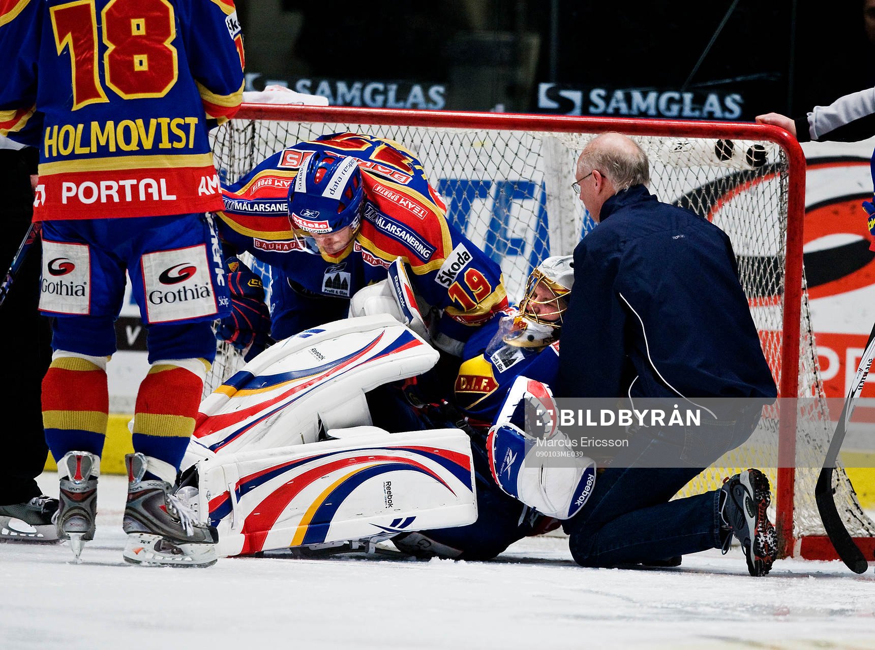 Stefan Ridderwall, målvakt Djurgården skadad. Skada