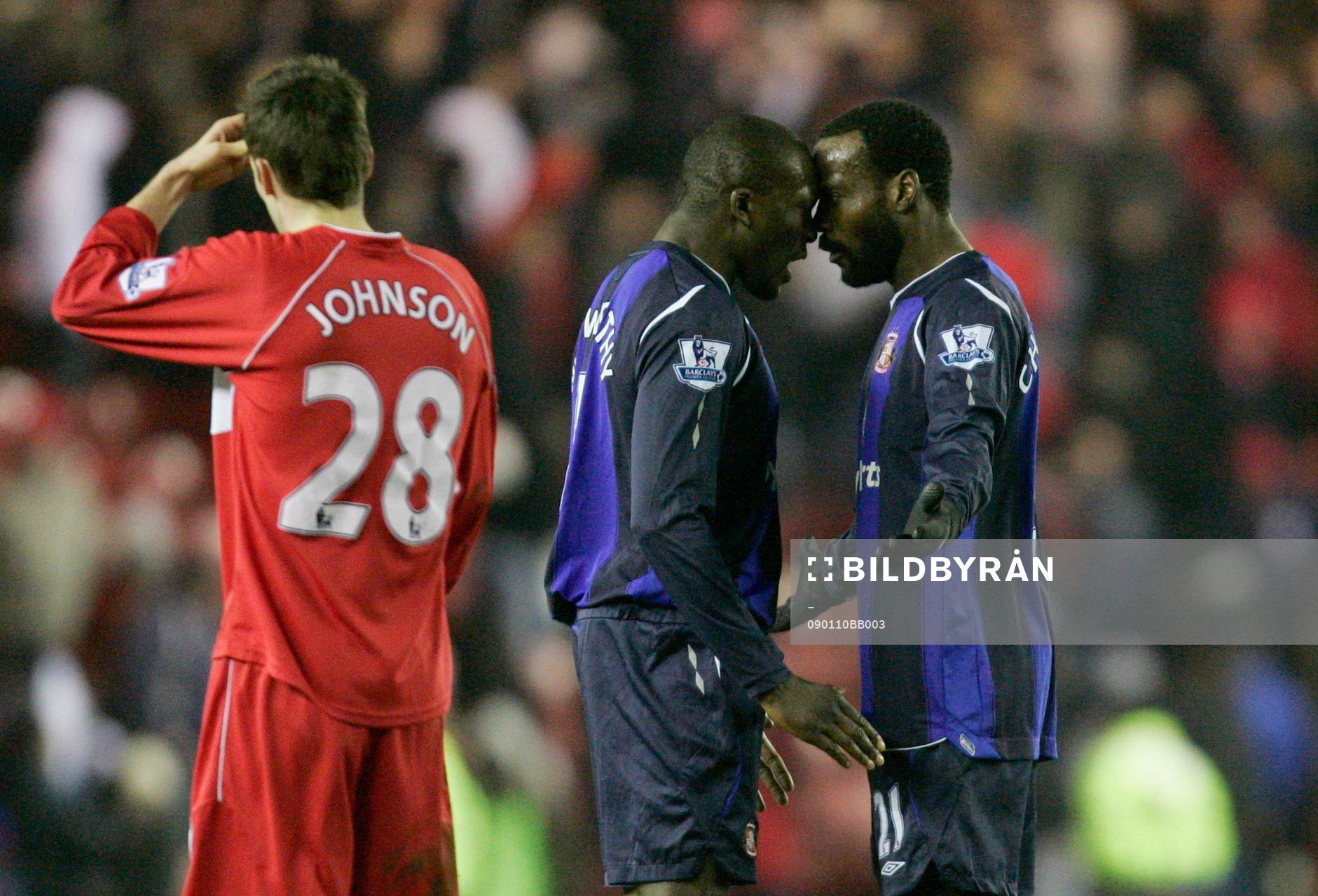 Nyron Nosworthy och Pascal Chimbonda, Sunderland, glädje.