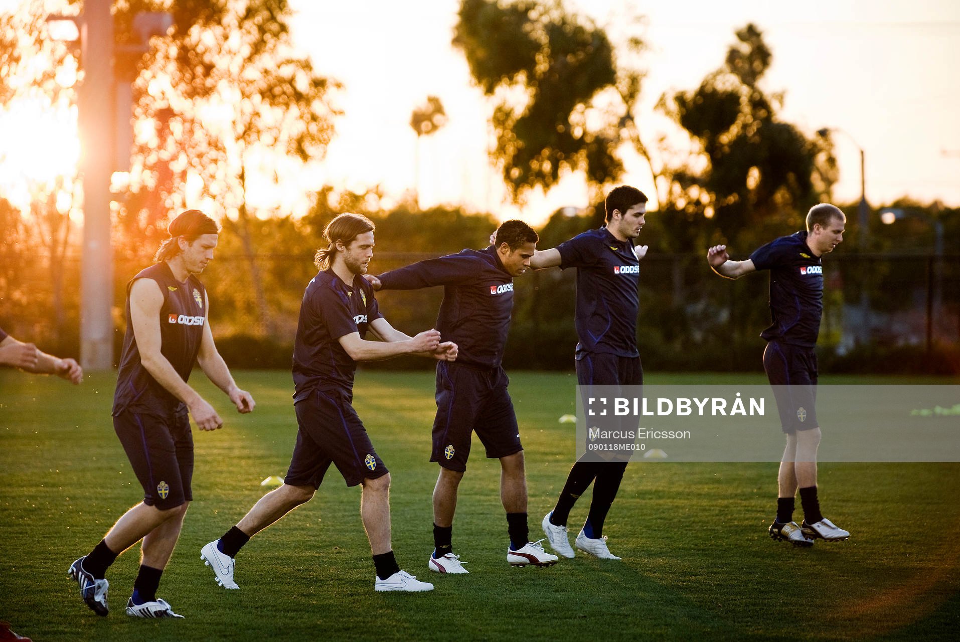  Landslaget gör sin första träning i Los Angeles. Gustav Svensson, Max von Schlebrügge, Daniel Nannskog, Denni Avdic och Andreas Johansson