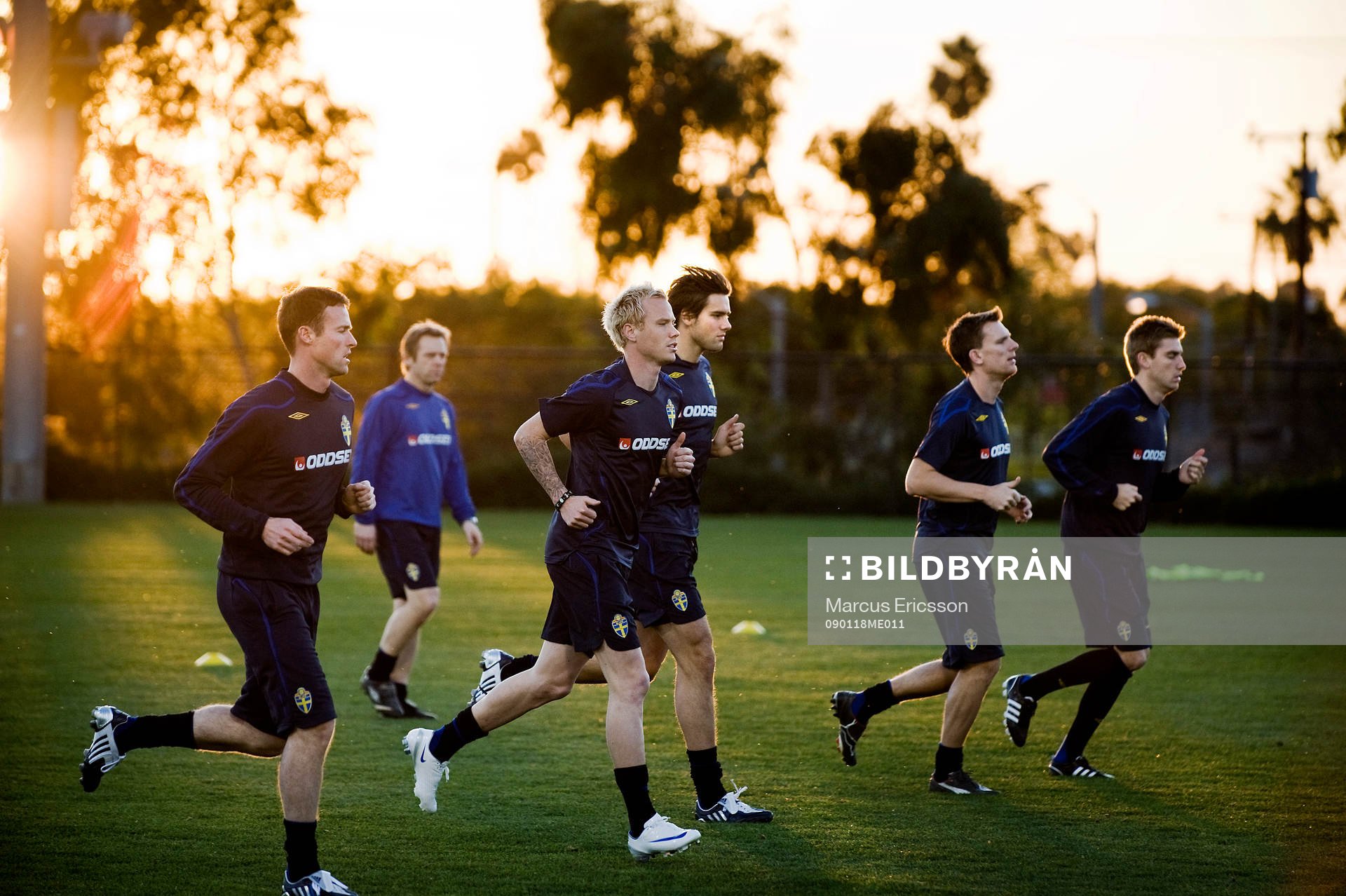 Landslaget gör sin första träning i Los Angeles. Markus