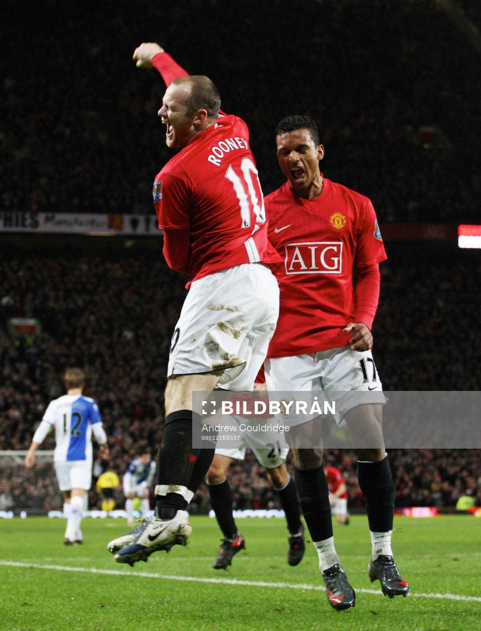  Wayne Rooney, Manchester United, jubel med Nani.