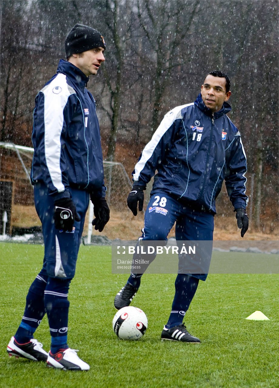 Alvaro Santos första träning med Örgryte. Björn Anklev