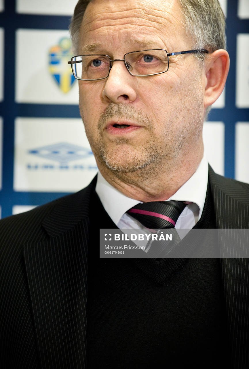 Presentation av truppen mot Portugal. Lars Lagerbäck,