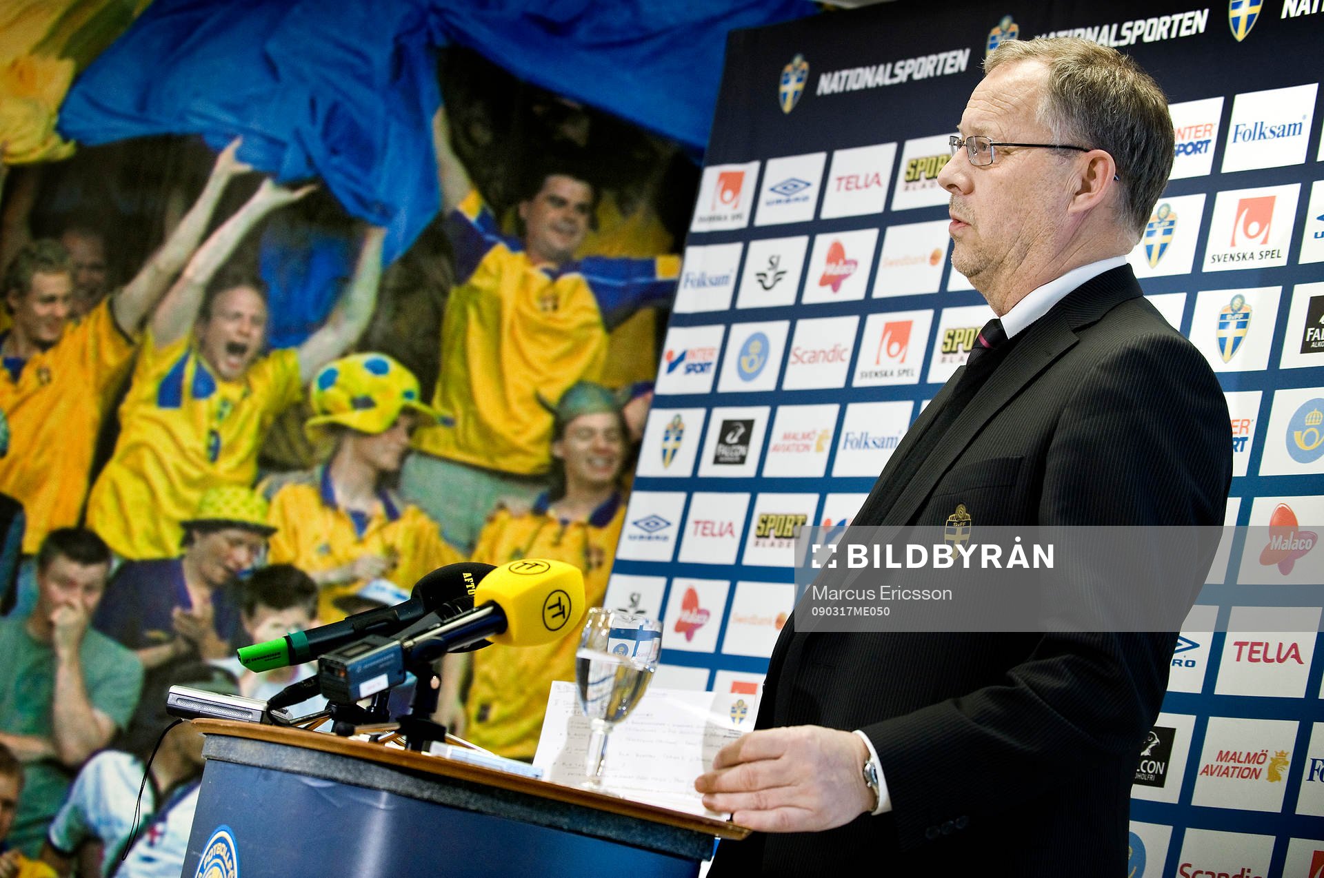 Presentation av truppen mot Portugal. Lars Lagerbäck,