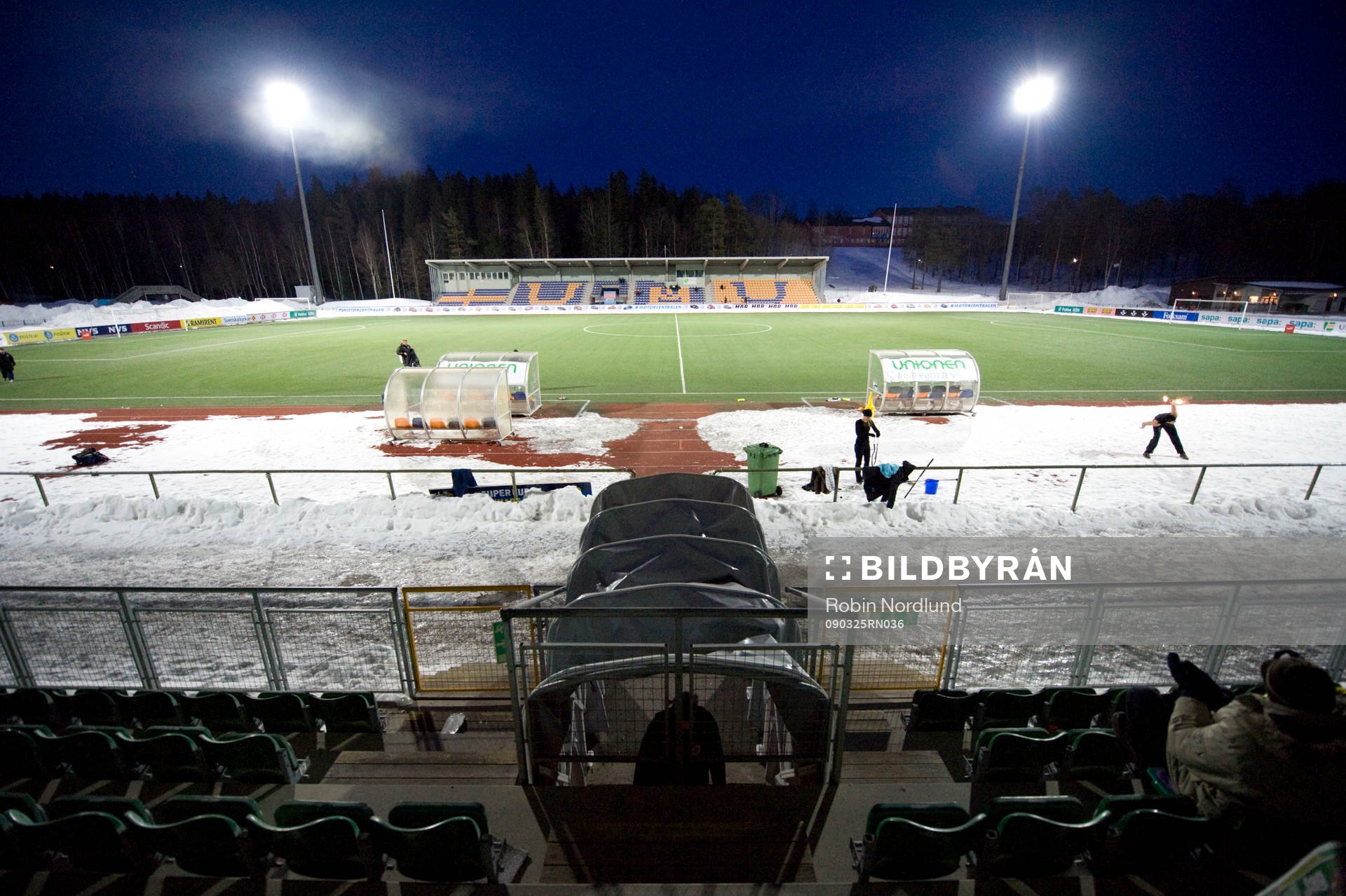 Arena, Fotbollsplan, snö, Gamliavallen, Umeå