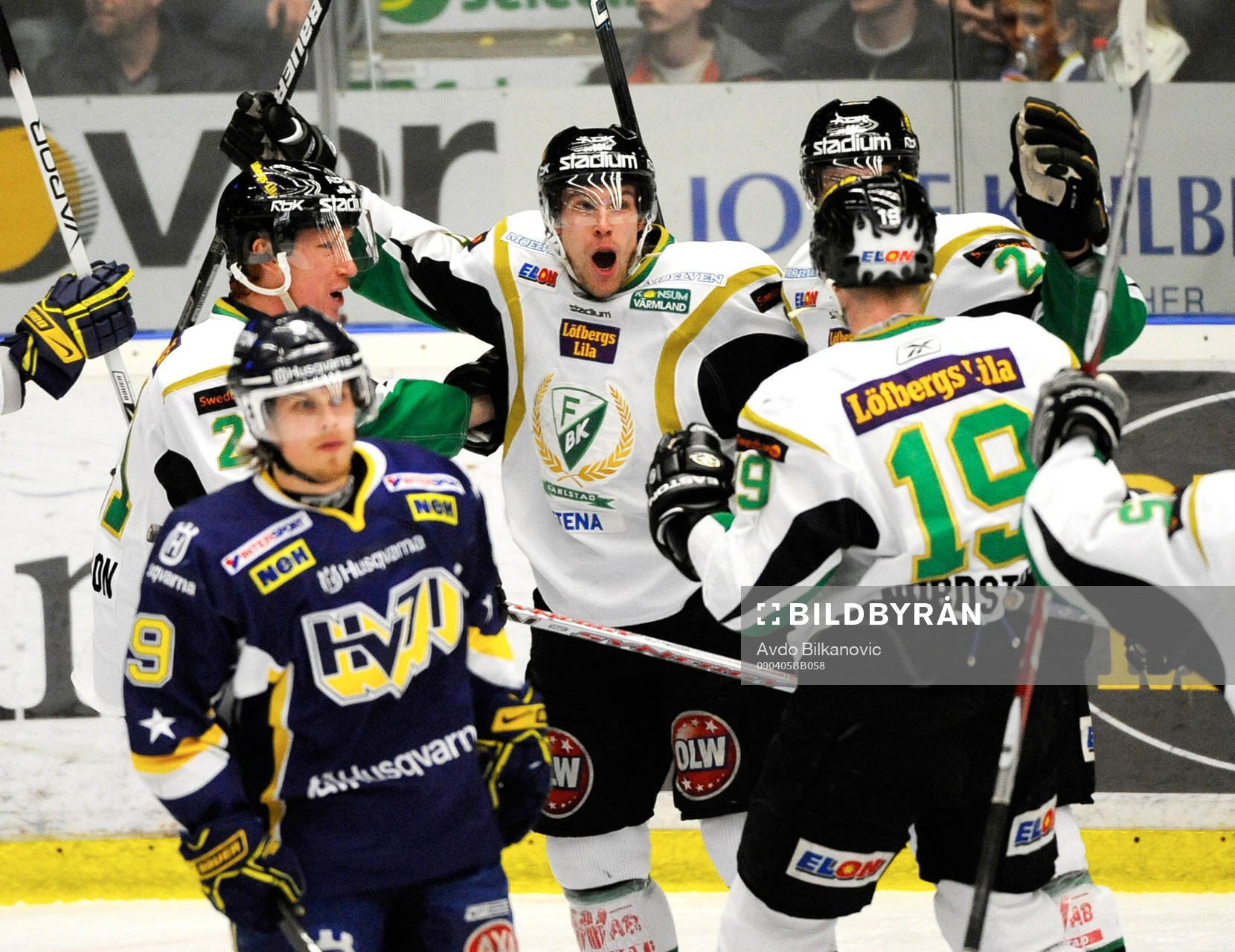 Jonas Holös, Färjestad, jubel, Mattias Tendeby, depp, HV71