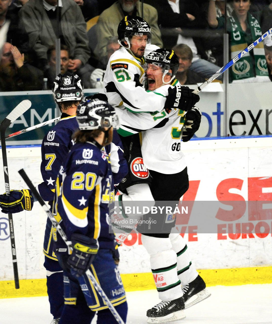 Rickard Wallin, Färjestad, jubel, HV71 spelare depp i