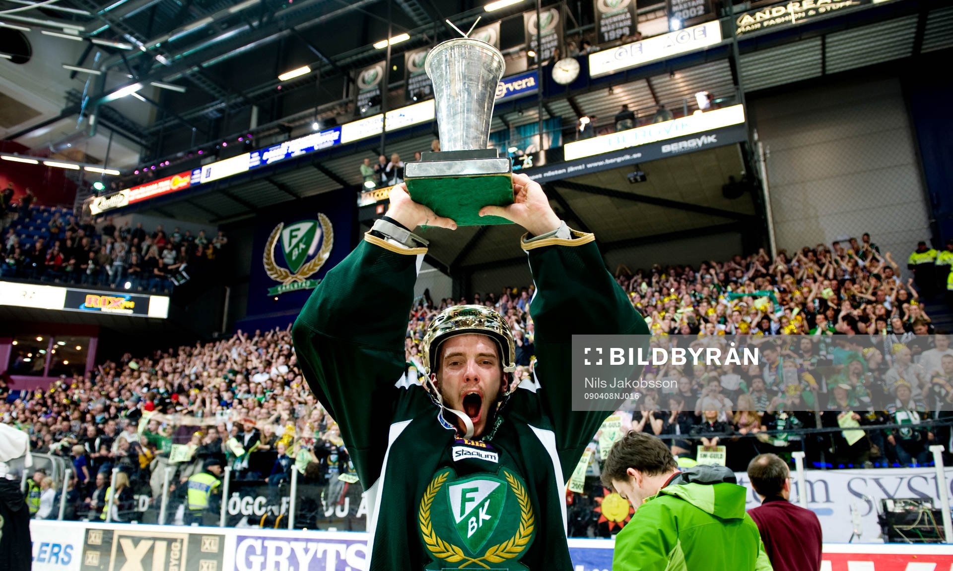 Jonas Gustavsson, målvakt, jubel. Svenska Mästare,