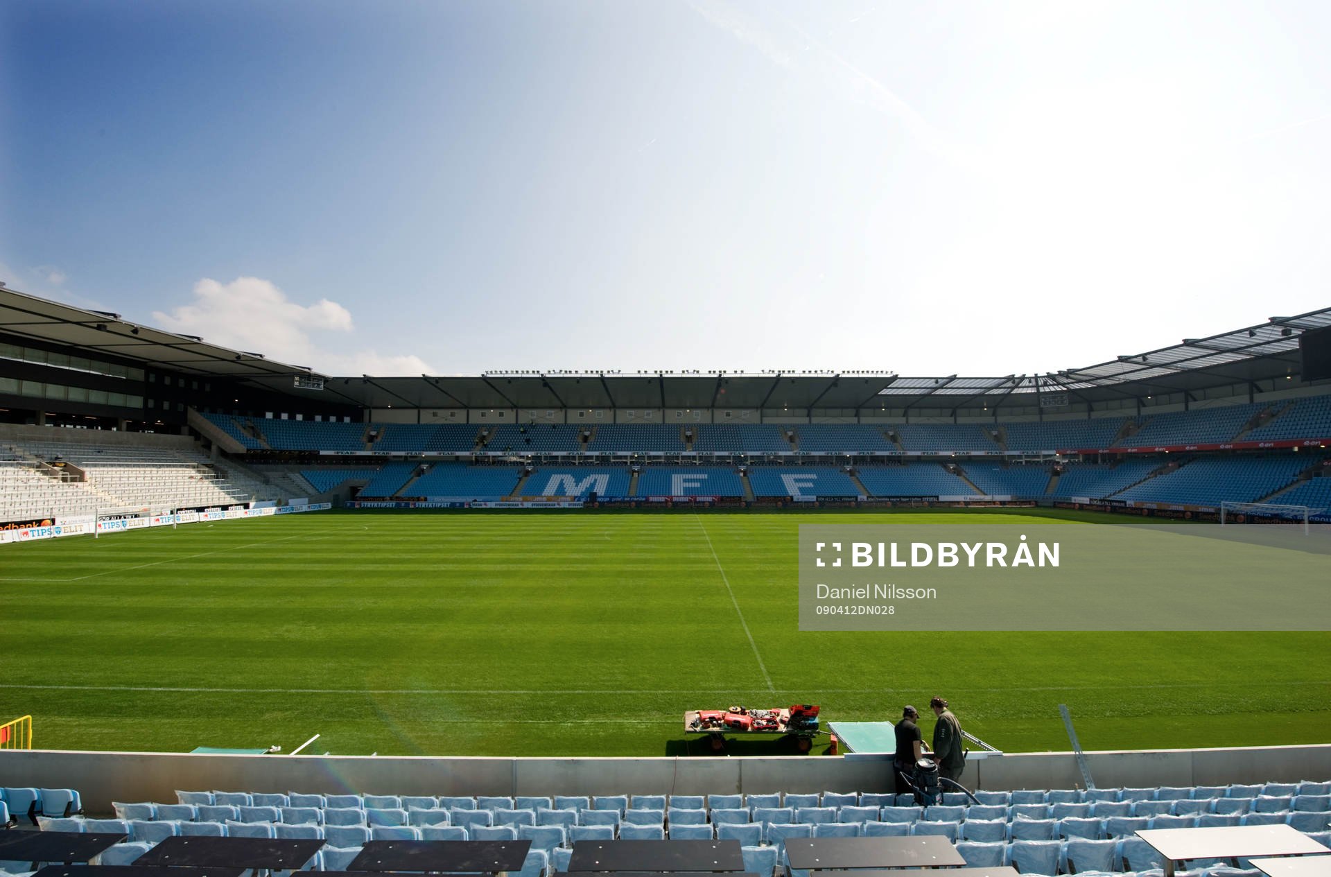 Fotboll, Pressvisning på Swedbank Stadion, Arena.  Det