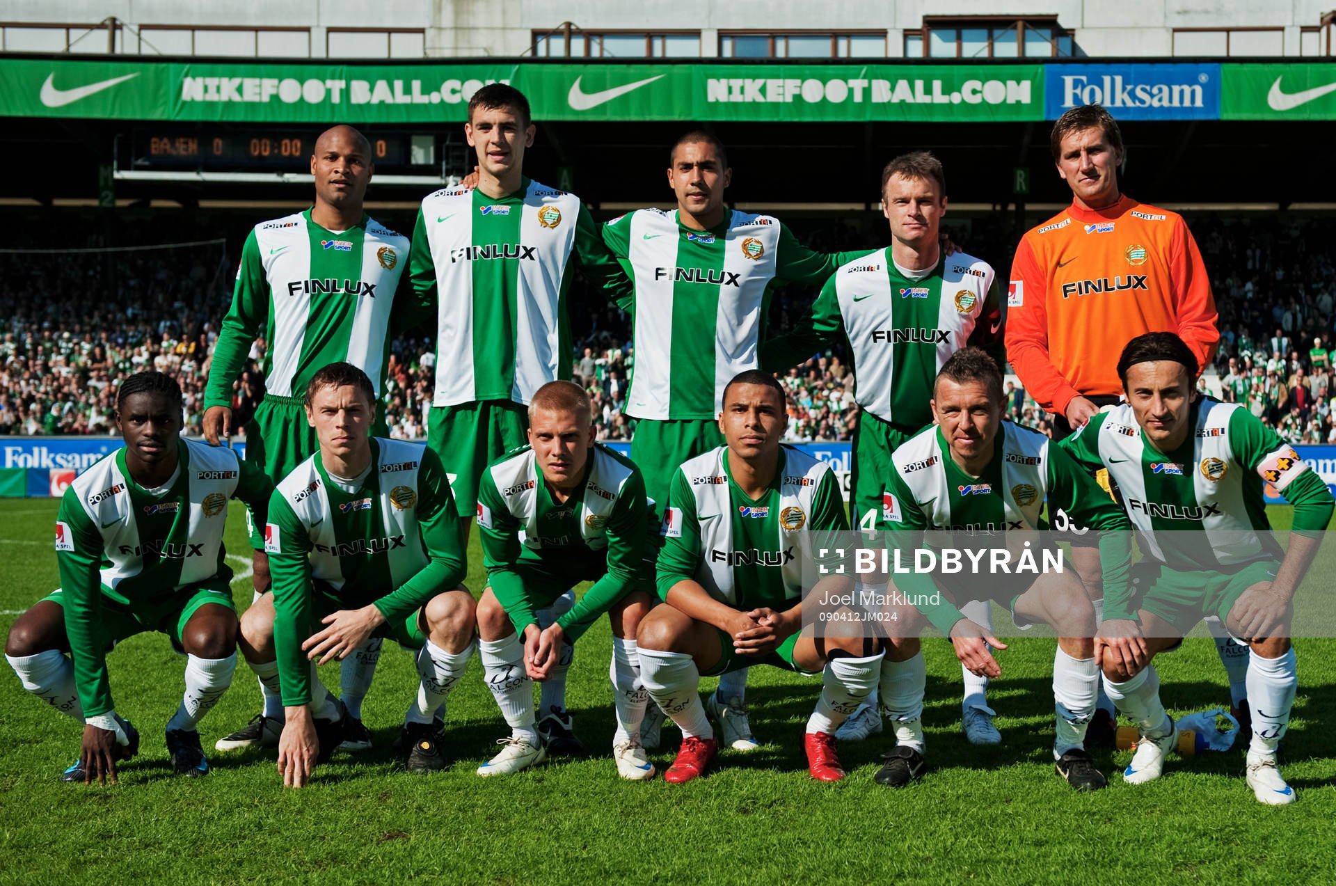 Fotboll, Allsvenskan, Hammarby - Gefle: Hammarbys startelva, från vänster till höger, bakre raden: Christian Traoré, Igor Armas, Sebastian Castro Tello, Mikkel Jensen, Kristoffer Björklund, målvakt. Främre raden: Maic Sema, David Johansson, Emil Johansson, Charlie Davies, Fredrik Söderström, Louay Chanko.