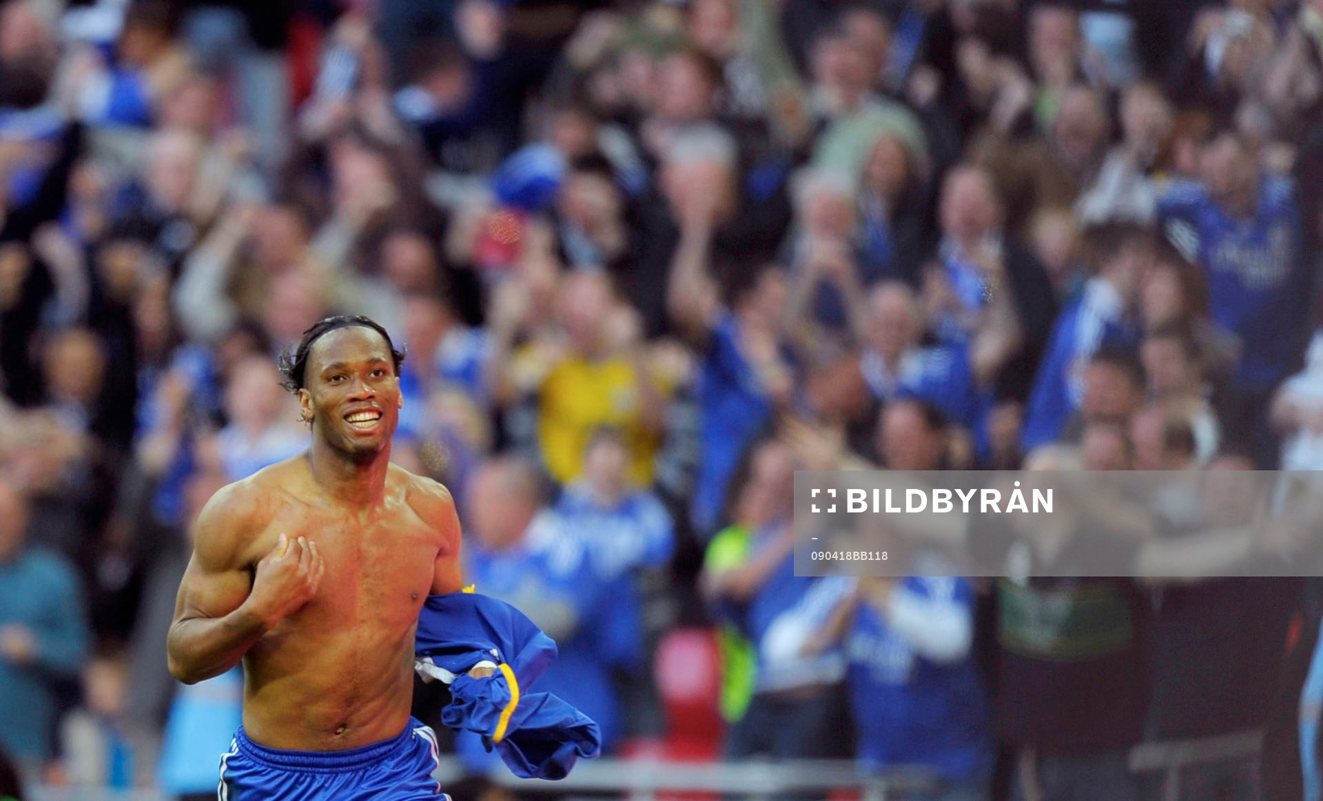  Didier Drogba, Chelsea, målskytt, glädje och jubel över 2-1 vilket tog Chelsea till final.