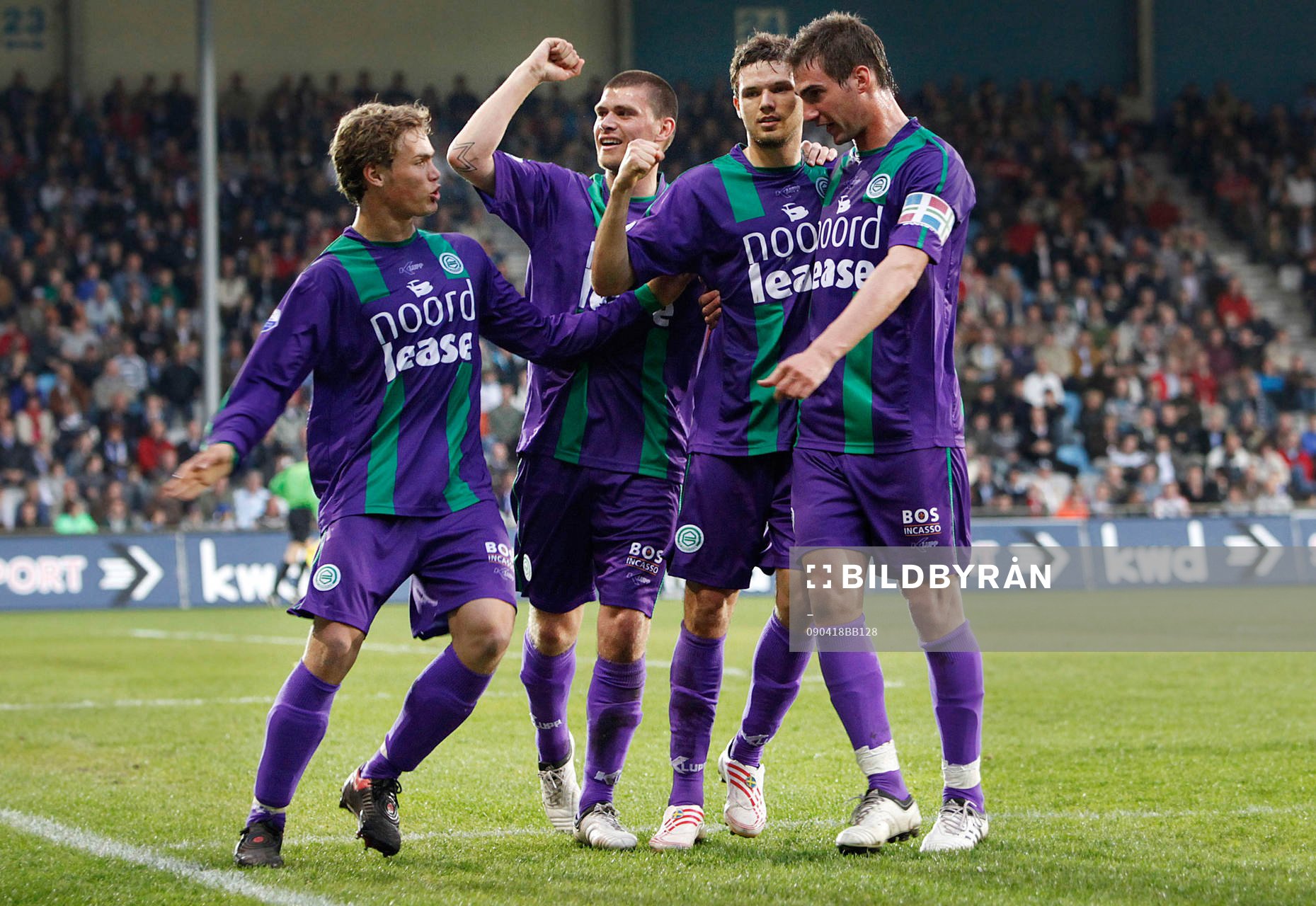  Pepijn Kluin, Danny Holla, Marcus Berg och Goran Lovre, Groningen, glädje, jubel.  