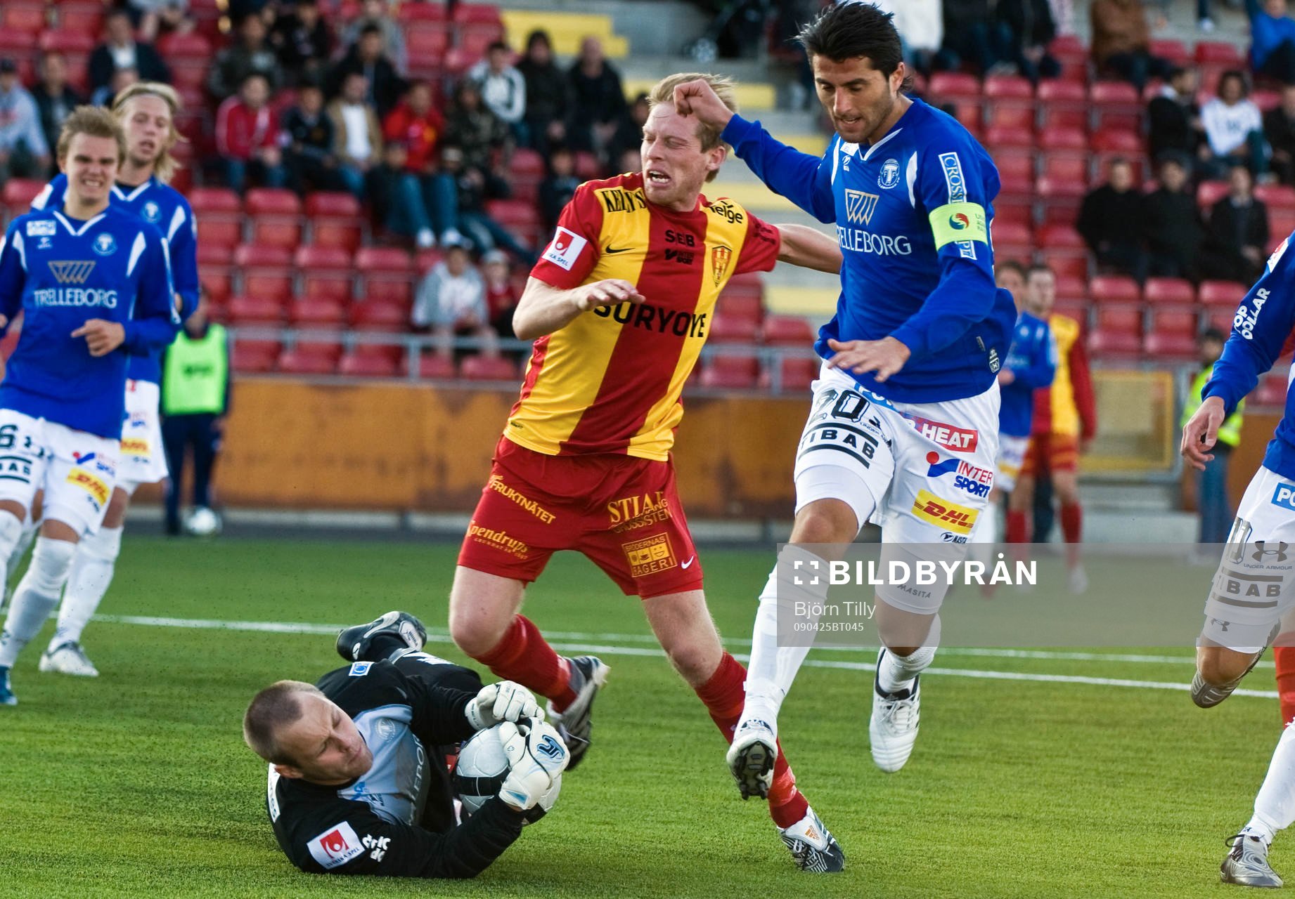  Joakim Hagernäs, Syrianska, Fredrik Persson, målvakt och Yousef Fakhro, Trelleborg.