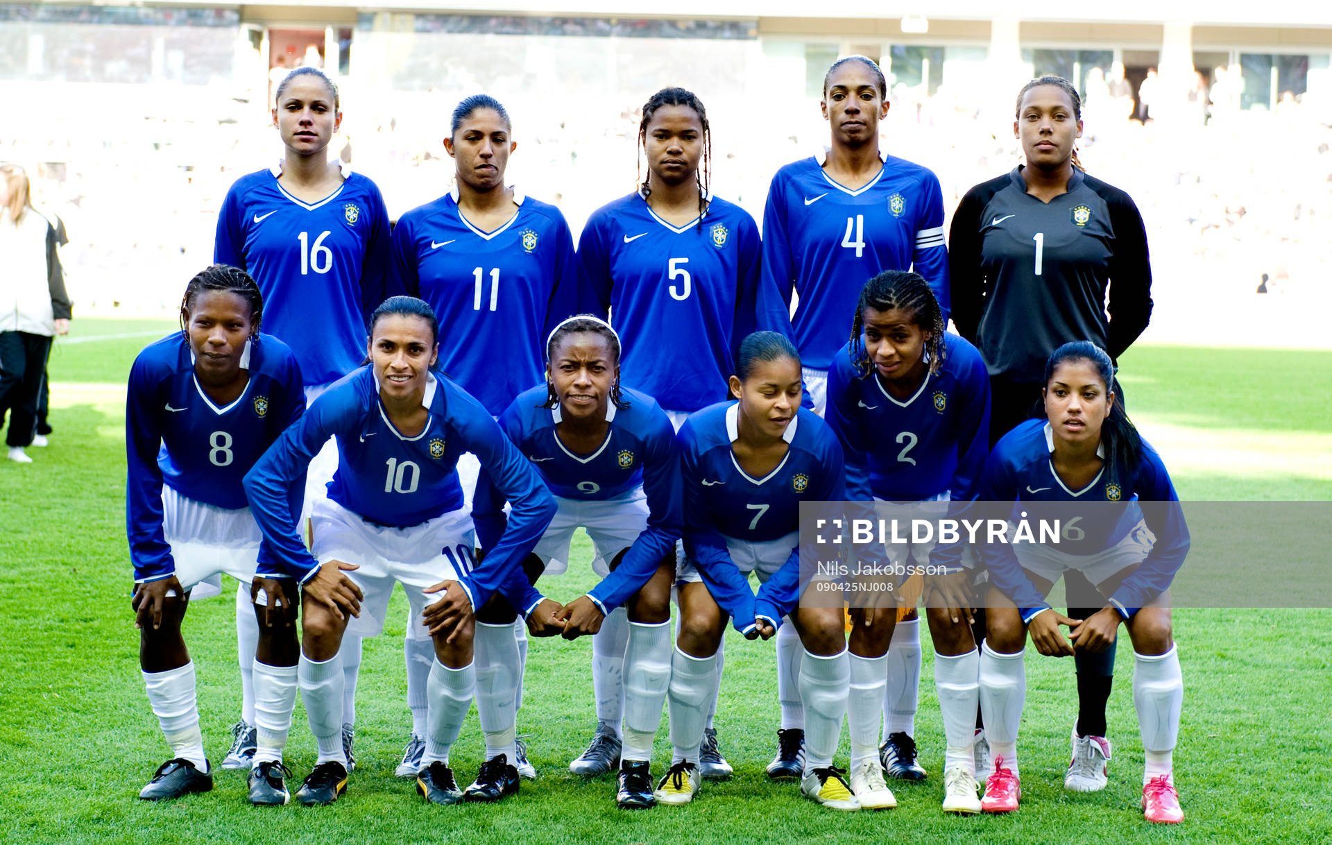 Fotboll, dam, Brasilien, lagbild, startelva