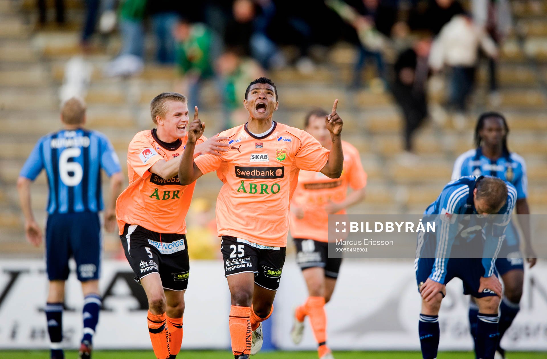  Wanderson do Carmo, jubel med Gudmundur Gunnarsson, GAIS, hängades efter