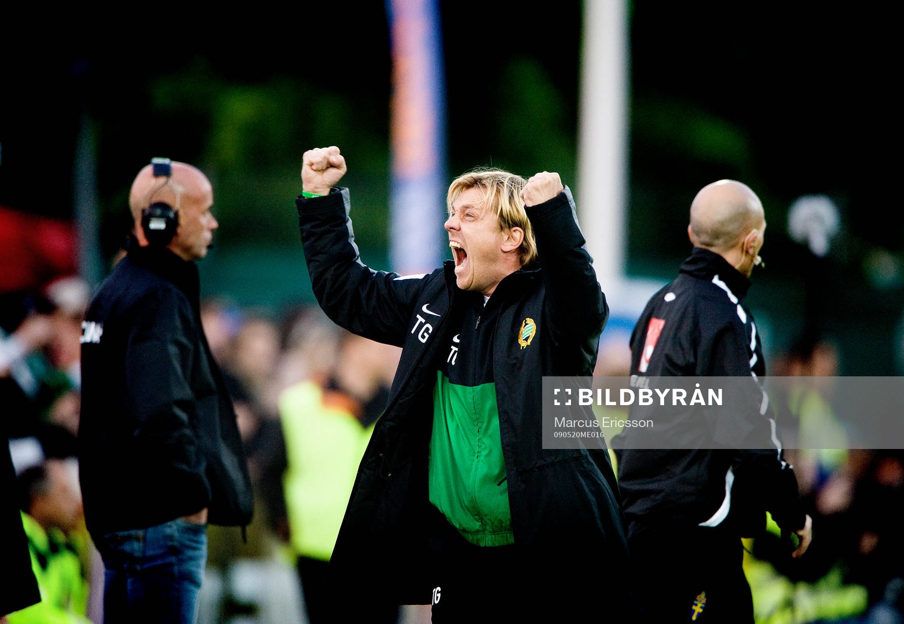 Tony Gustavsson, tränare Hammarby, jubel