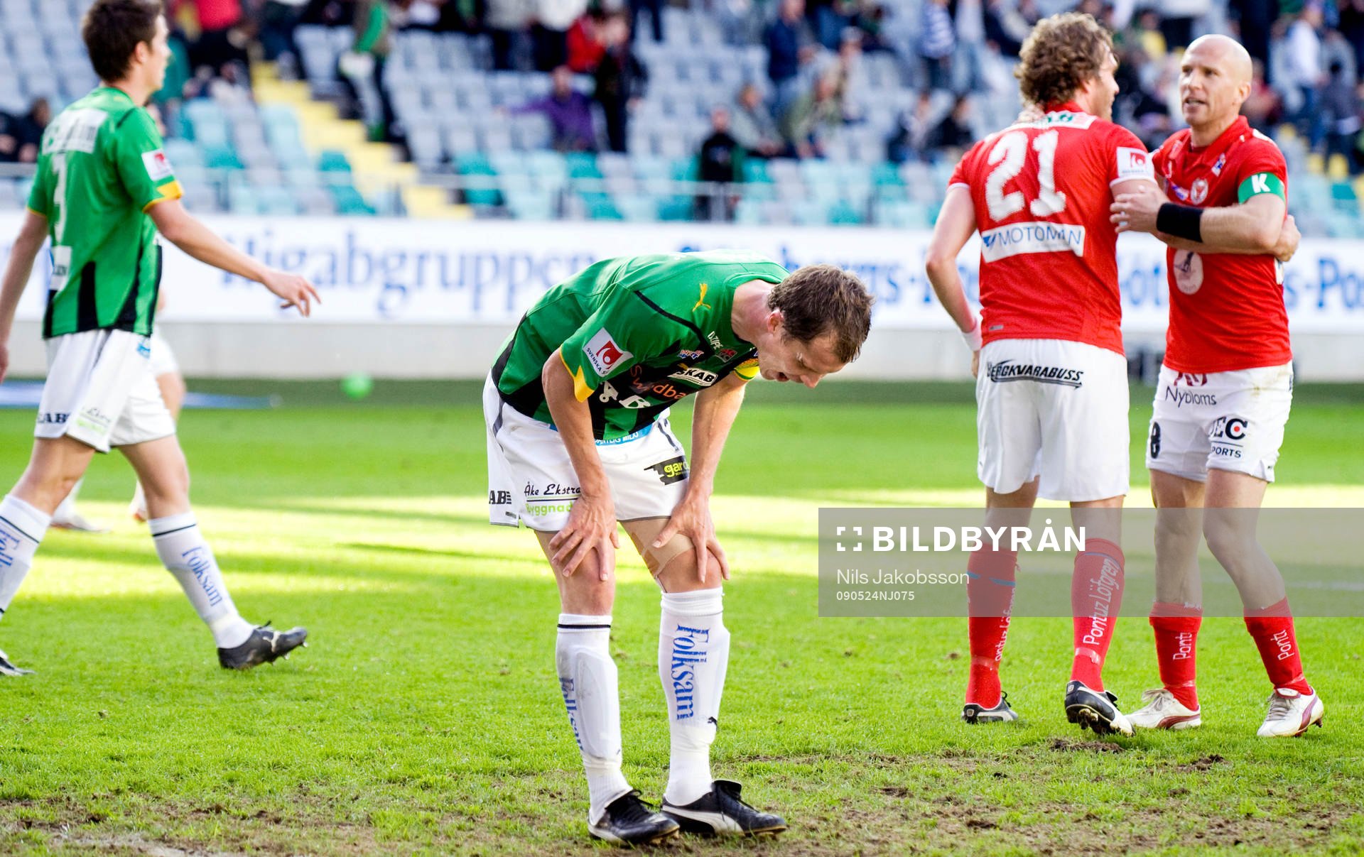  Fredrik Lundgren, GAIS skriker ut sin besvikelse, Lasse Johansson, Henrik Rydström, kramar om varandra, jubel.