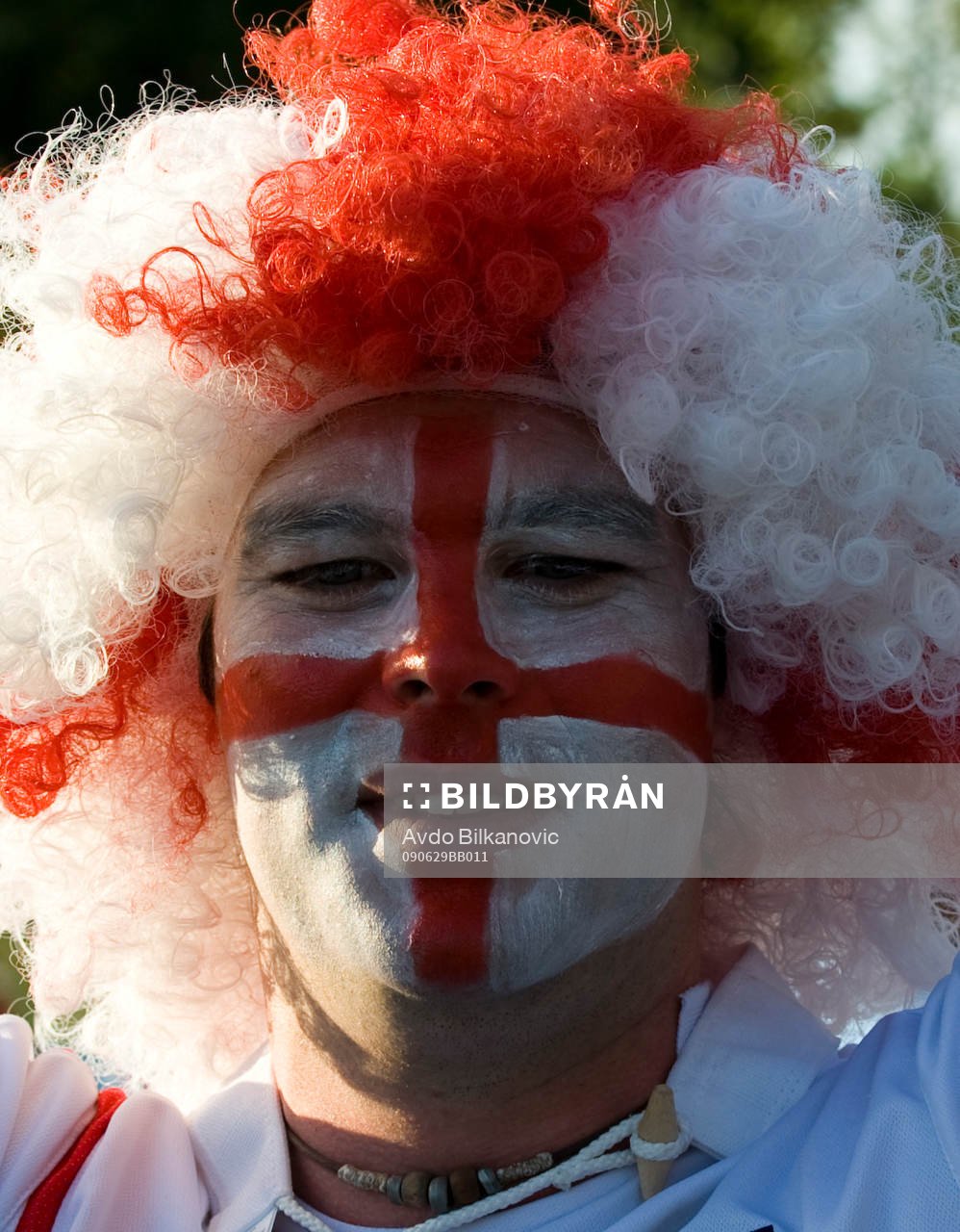 Supporter, fan, ansiktsmålning, peruk
