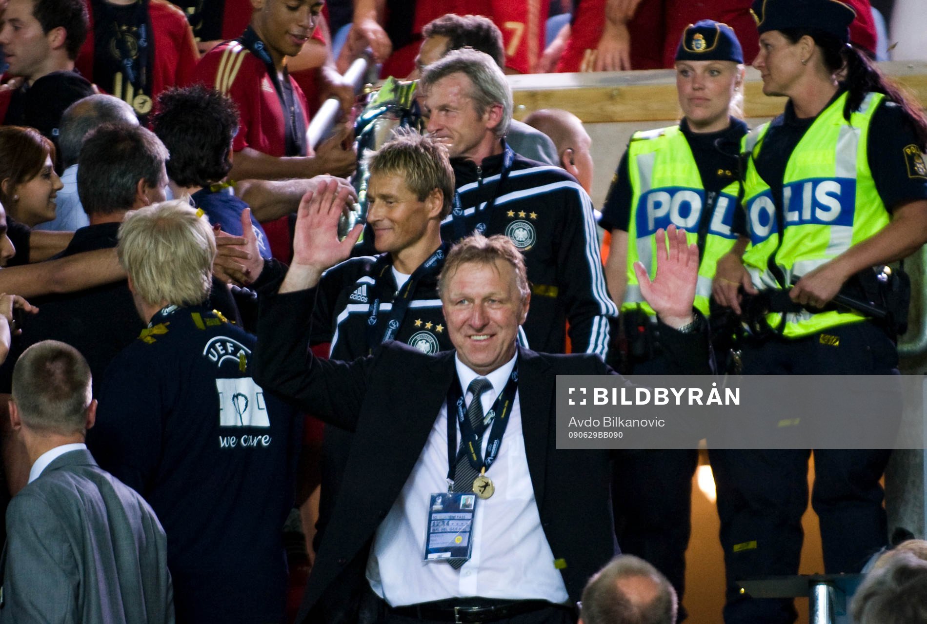  Horst Hrubesch, förbundskapten, Tyskland, jubel, glädje. EM-guld, guld.