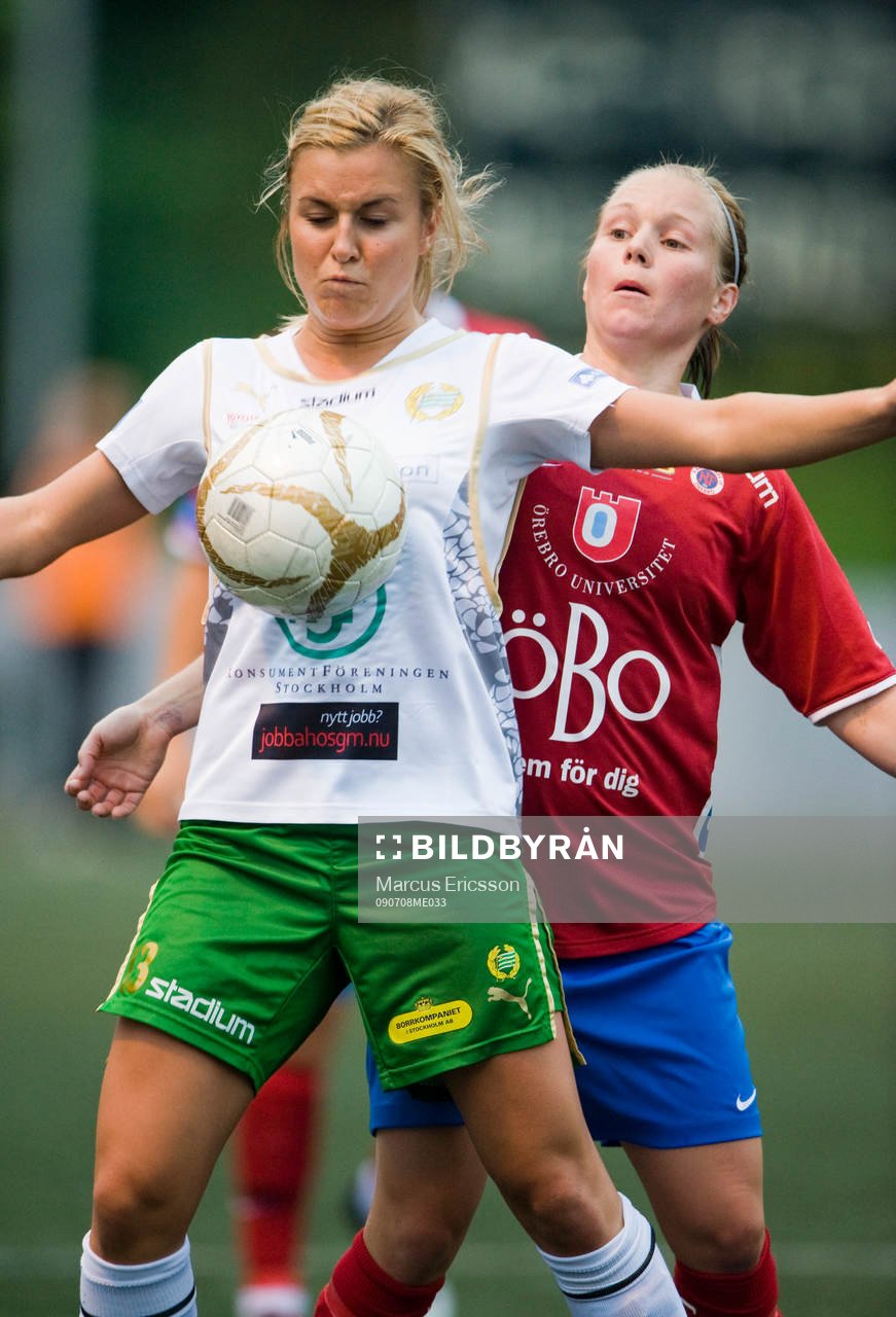 Fotboll, Dam, Dallsvenskan, Hammarby - Örebro: Johanna Andersson, Hammarby och Susanna Lehtinen, Örebro