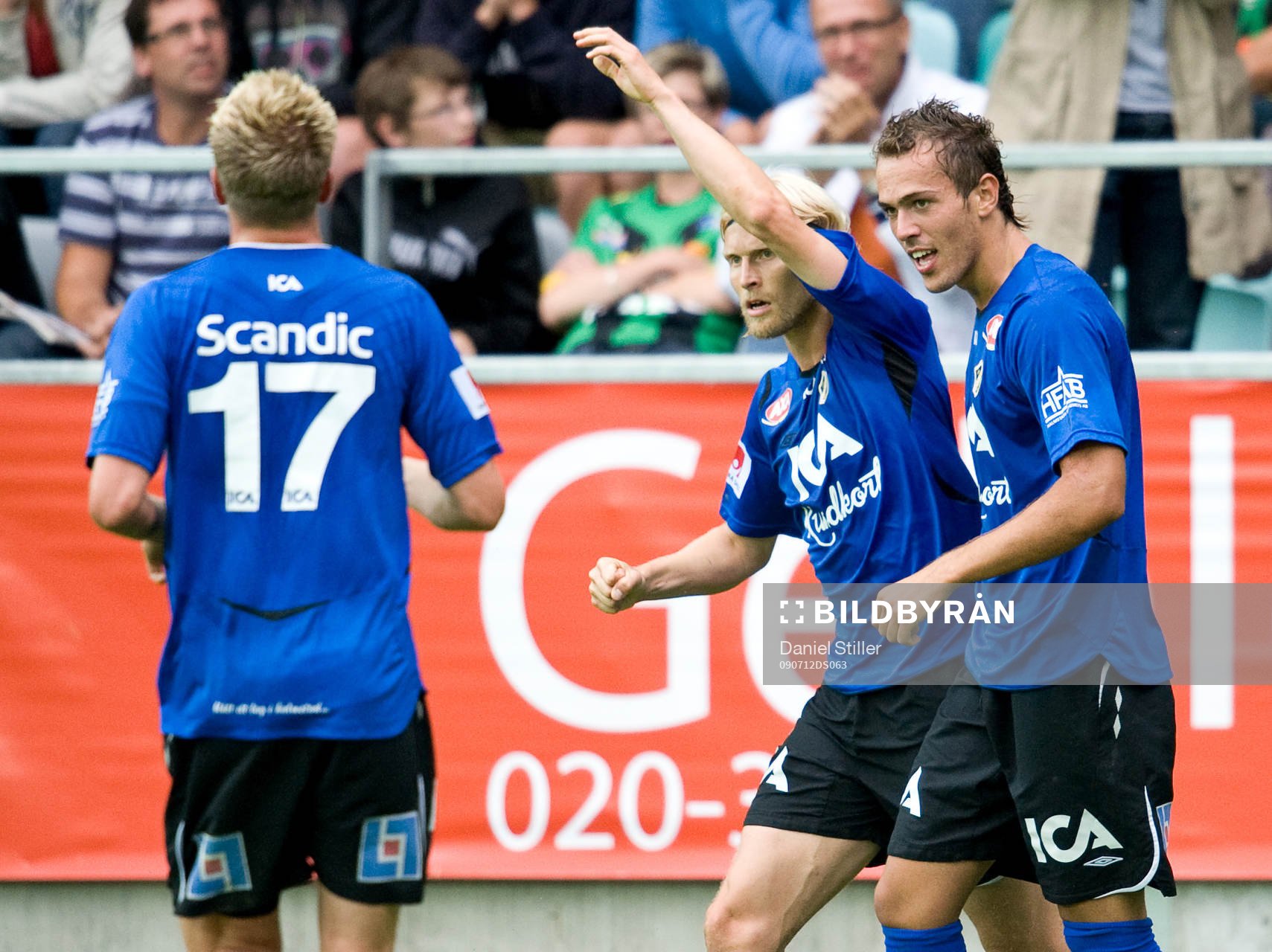 Emir Kujovic, Halmstad, gör 1-0. Jubel