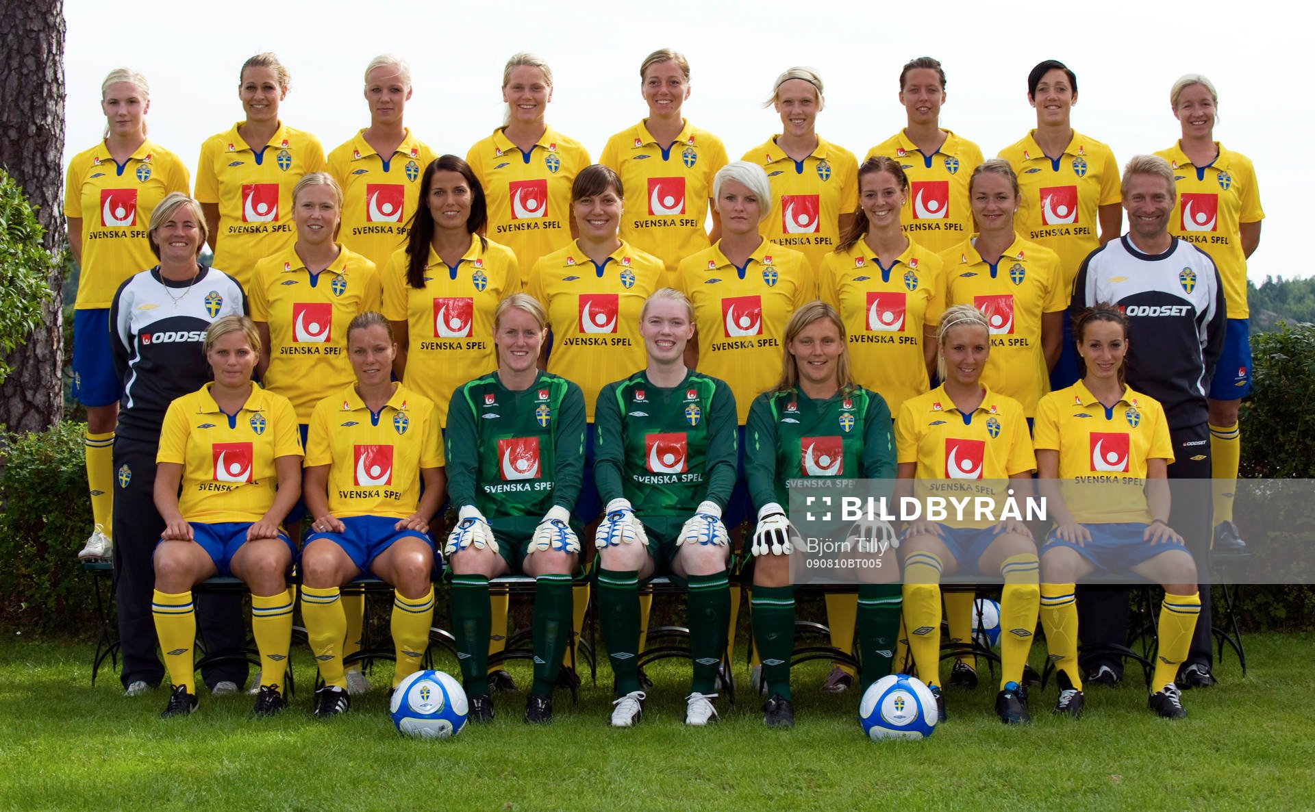 Fotboll, Dam, Sverige, lagbild, porträtt och aktion
