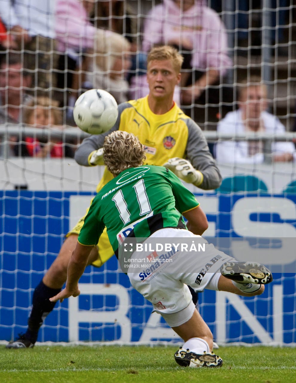 Tommy Lycén, Gais, nick mot mål. Pär Hansson, målvakt,