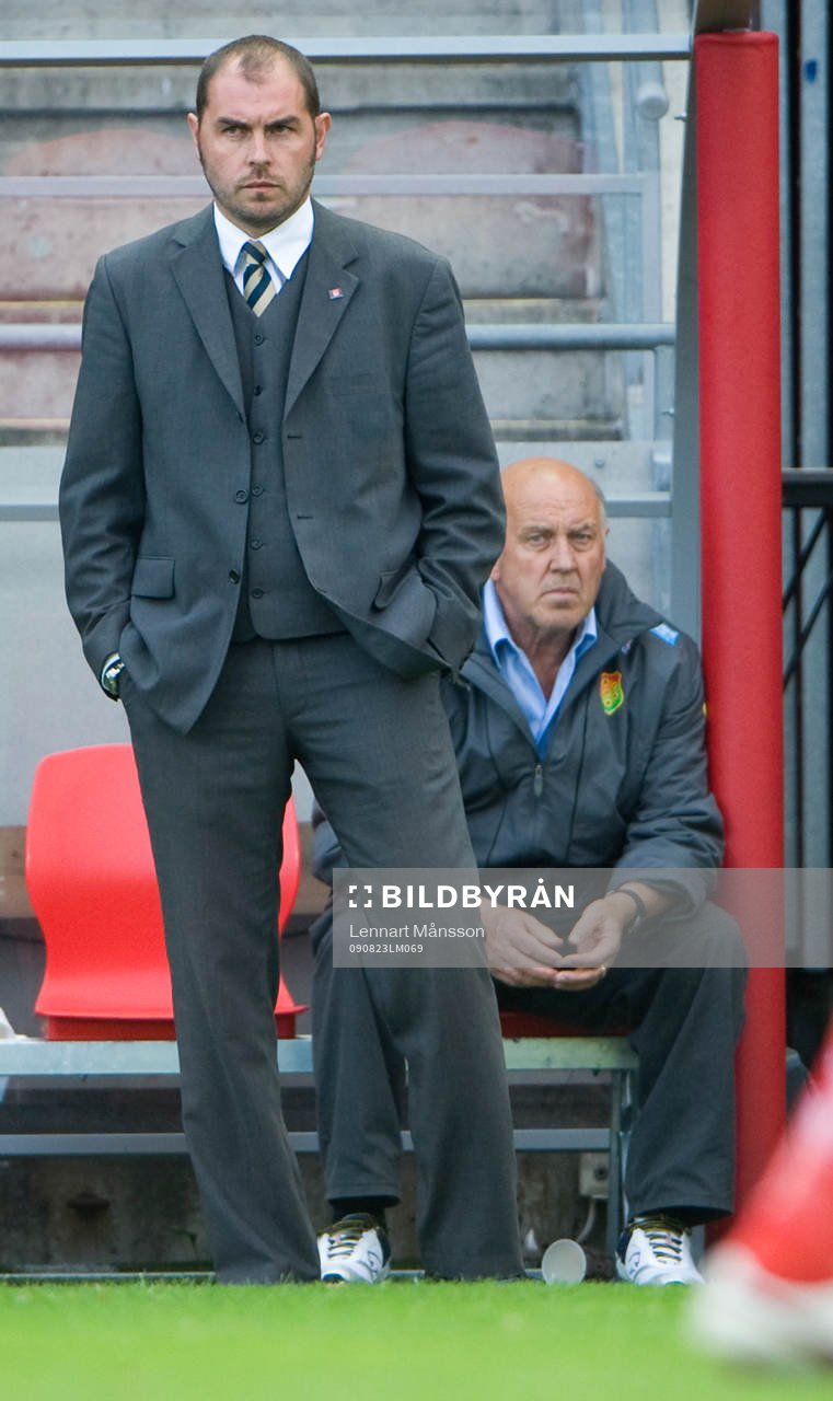 Alexander Axé´n och Benny Lennartsson, tränare, Gais