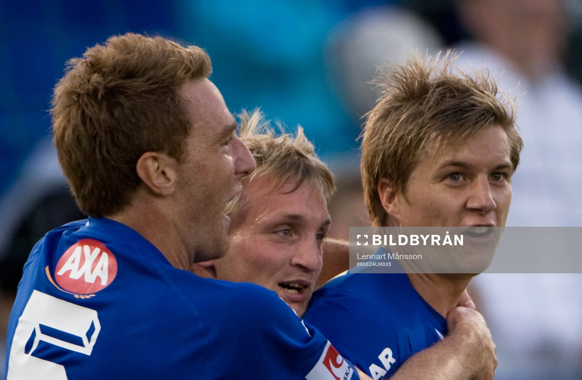 Mikael Bengtsson, Fredrik Jensen och Andreas Drugge, jubel,