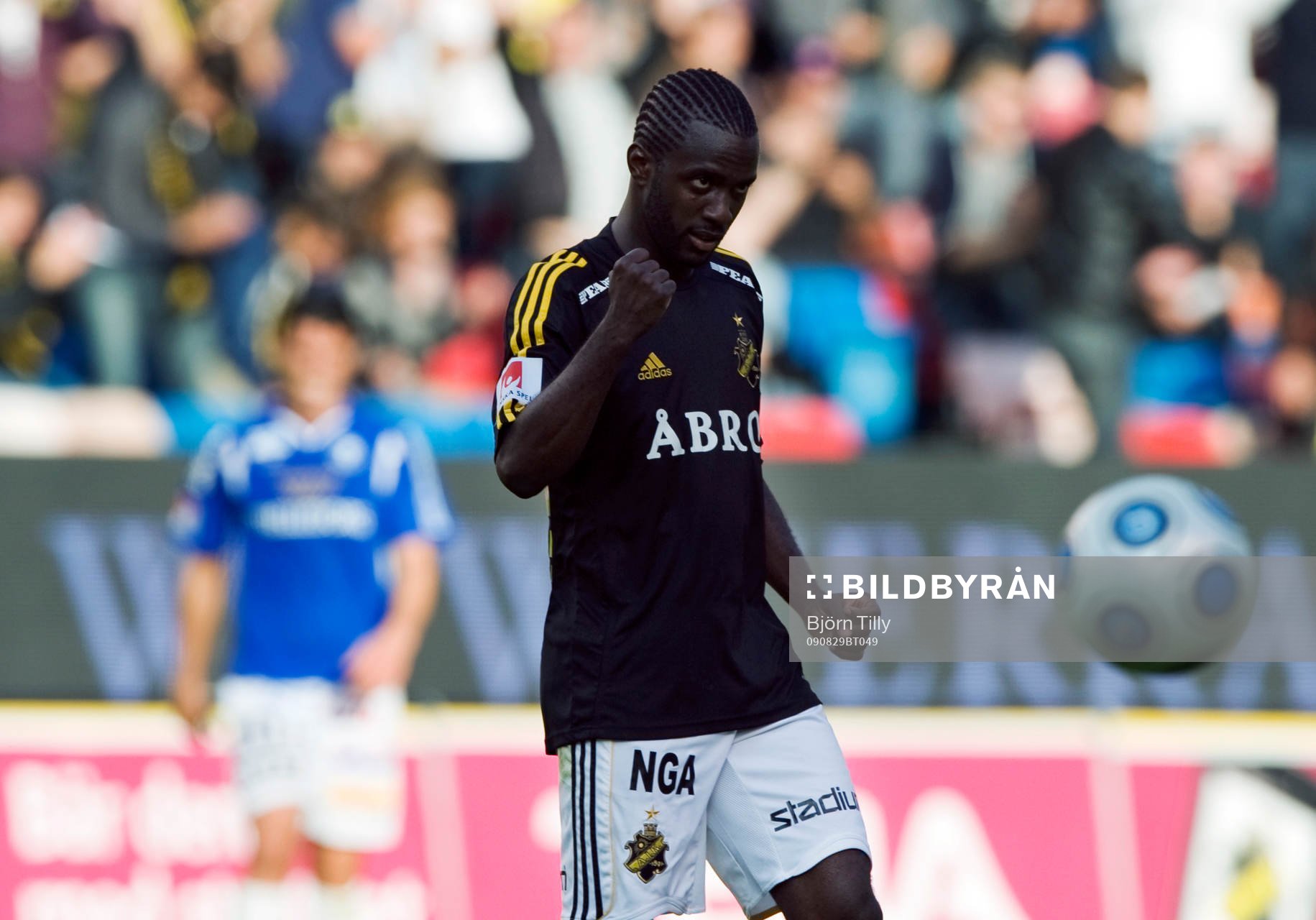  Dulee Johnson, AIK matchvinnare efter segermålet 1-0. Jubel.